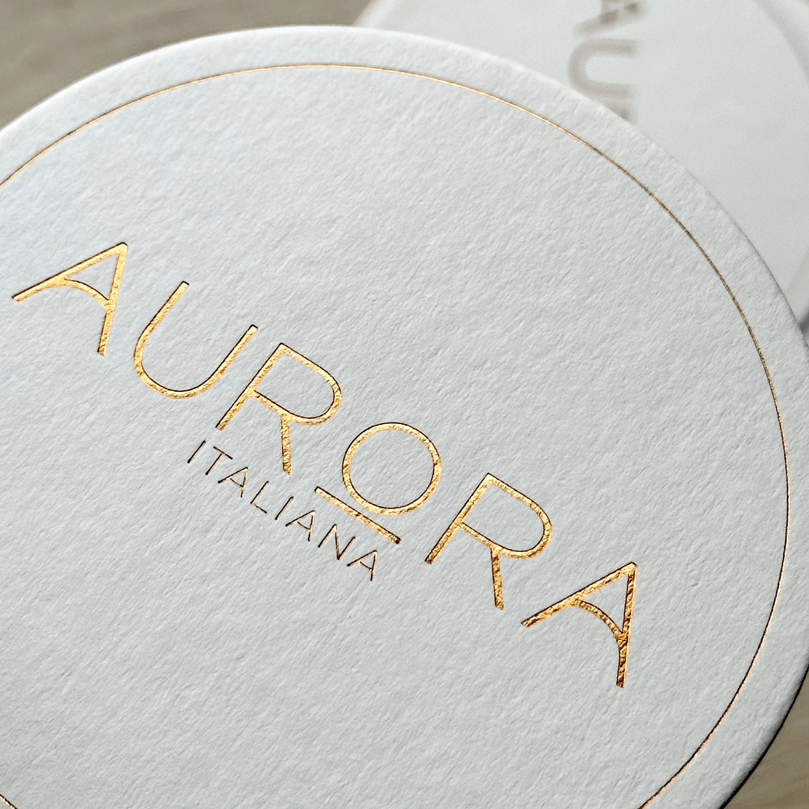 Custom paper circle shape letterpress cards printing with gold foil, coasters (white) NUOERP INC