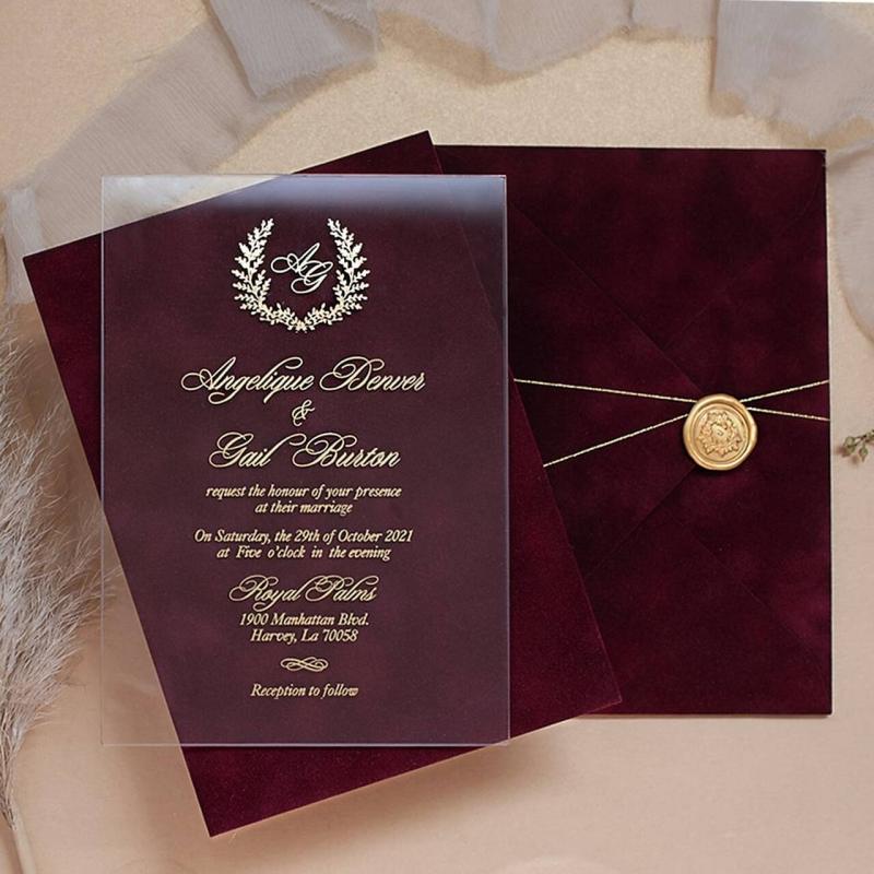 Gold Foil Wedding invitations / Letterpress Invitation / Laser Cut Printing Card NUOERP INC