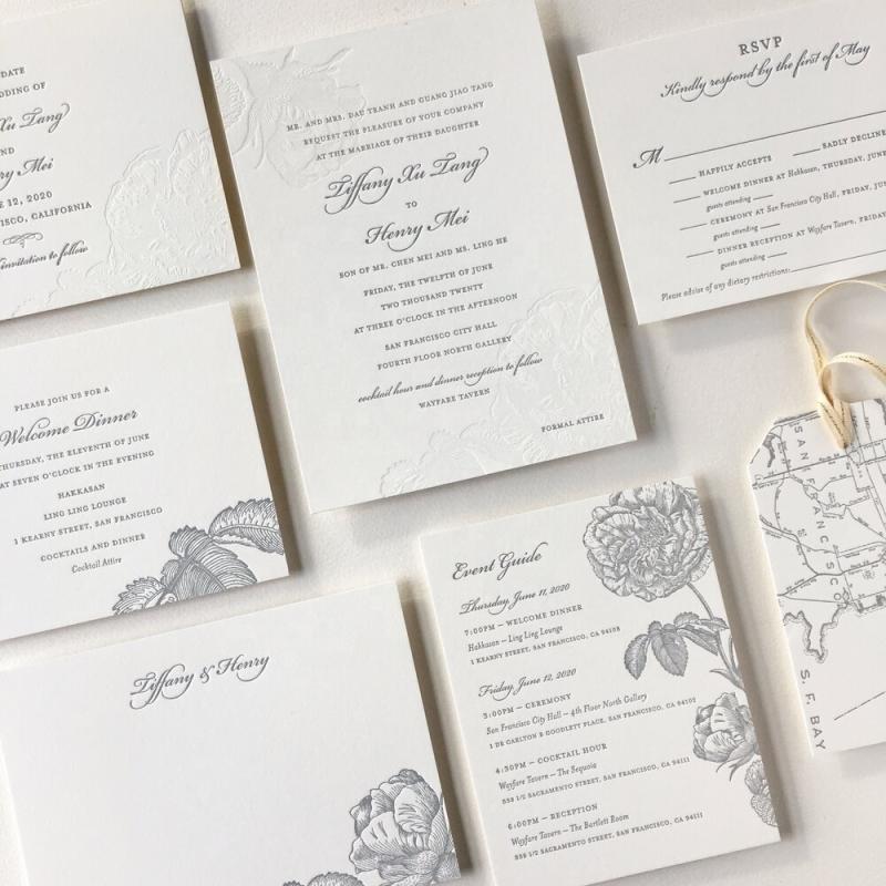 Wedding Invitations - Custom Letterpress and Gold Foil NUOERP INC