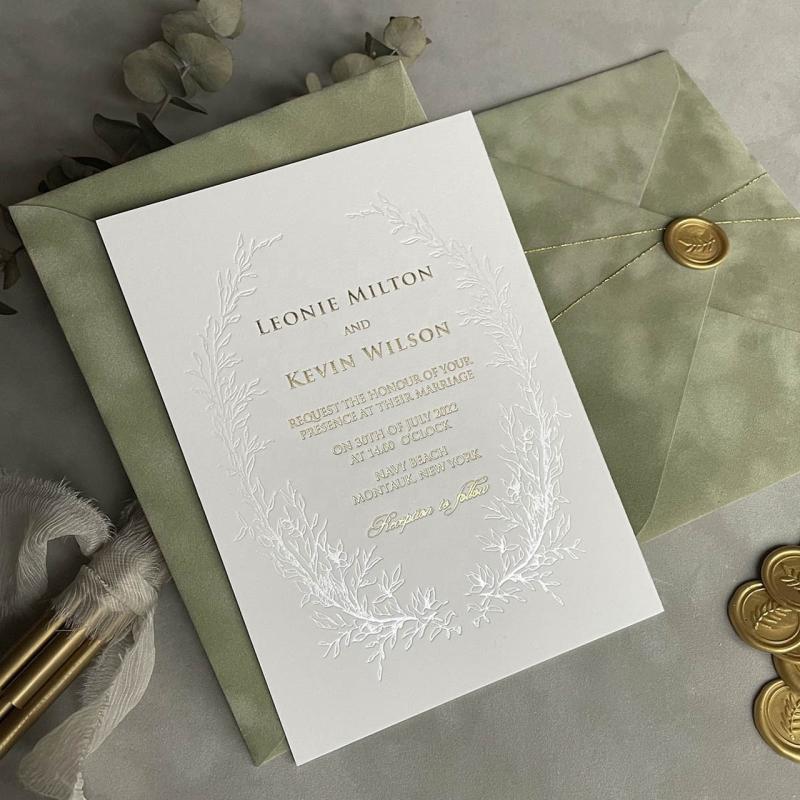Full printing design wedding Invitations announcements custom gold wedding cards NUOERP INC