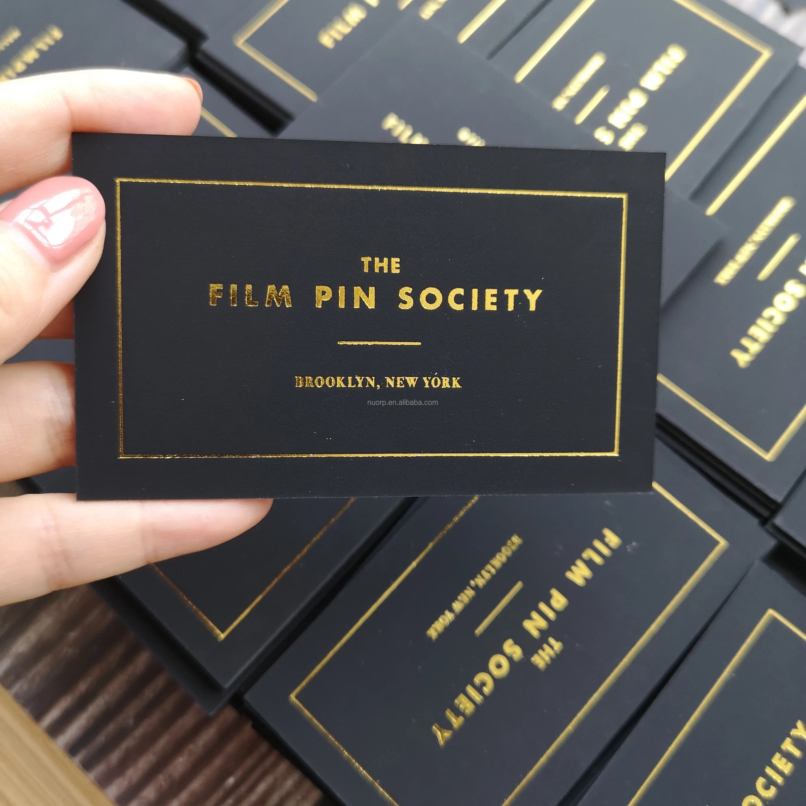 White cotton paper printing letterpress business cards, gold foil business card NUOERP INC
