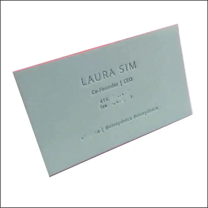 Thick cotton stock letterpress business card with color edge NUOERP INC