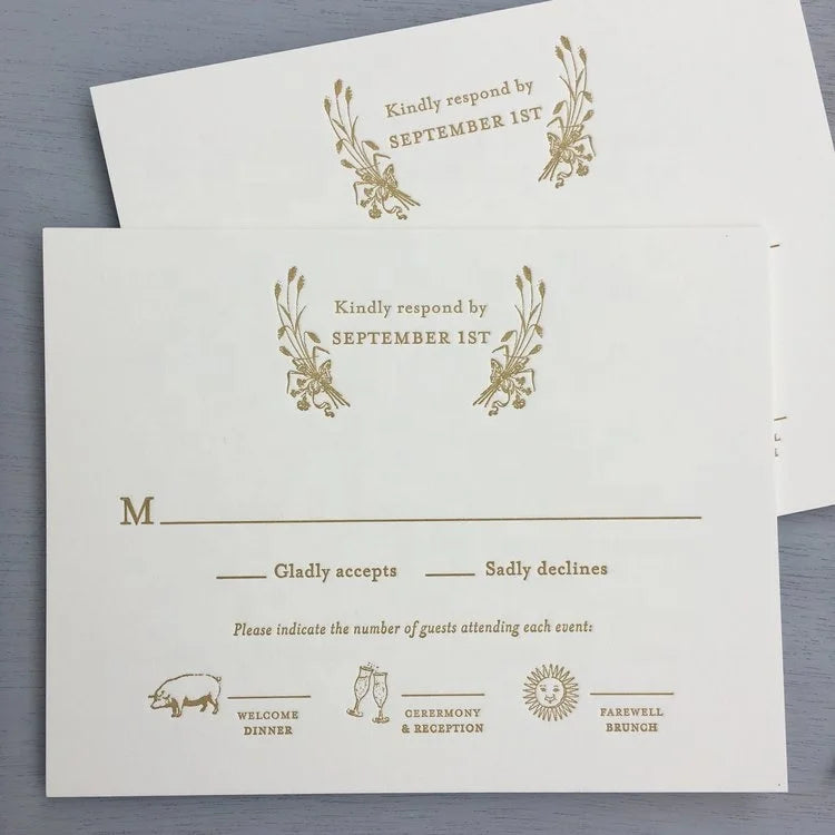 Thick Cotton Letterpress Paper Thank You Cards/ Invitation cards NUOERP INC