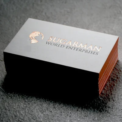 White paper foil stamping business cards print with edge foiling NUOERP INC