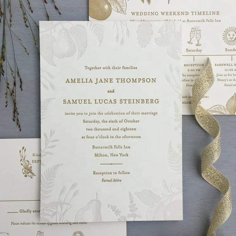 Thick Cotton Letterpress Paper Thank You Cards/ Invitation cards NUOERP INC