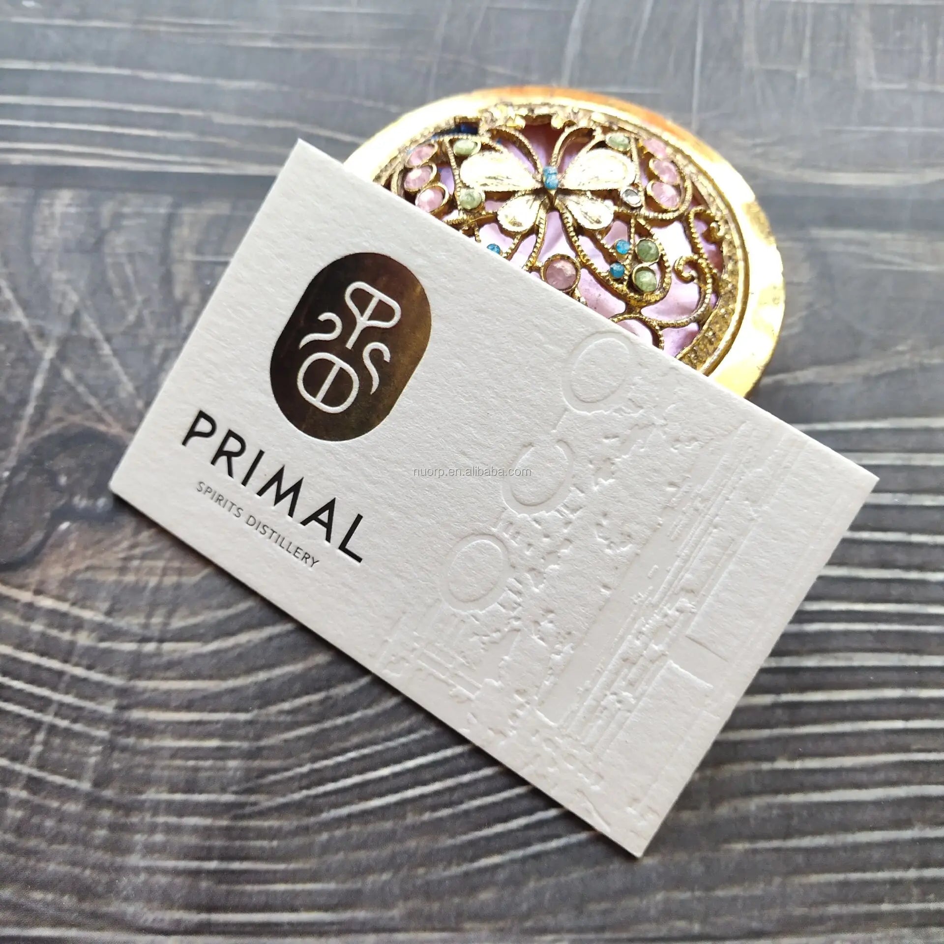 White cotton paper printing letterpress business cards, gold foil business card NUOERP INC