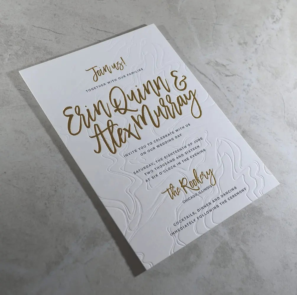 Luxury Classic debossed card Letterpress Wedding Invitation card NUOERP INC