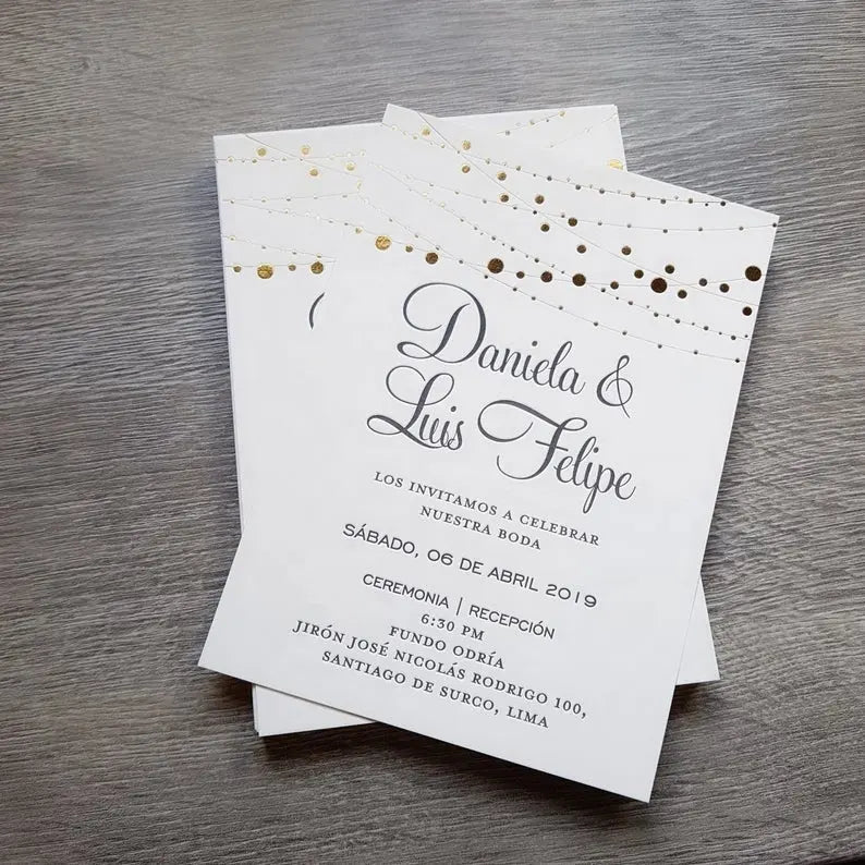 Top Quality Wedding Invitation Letterpress Card gold foil stamping greeting cards, Foreign Languages NUOERP INC