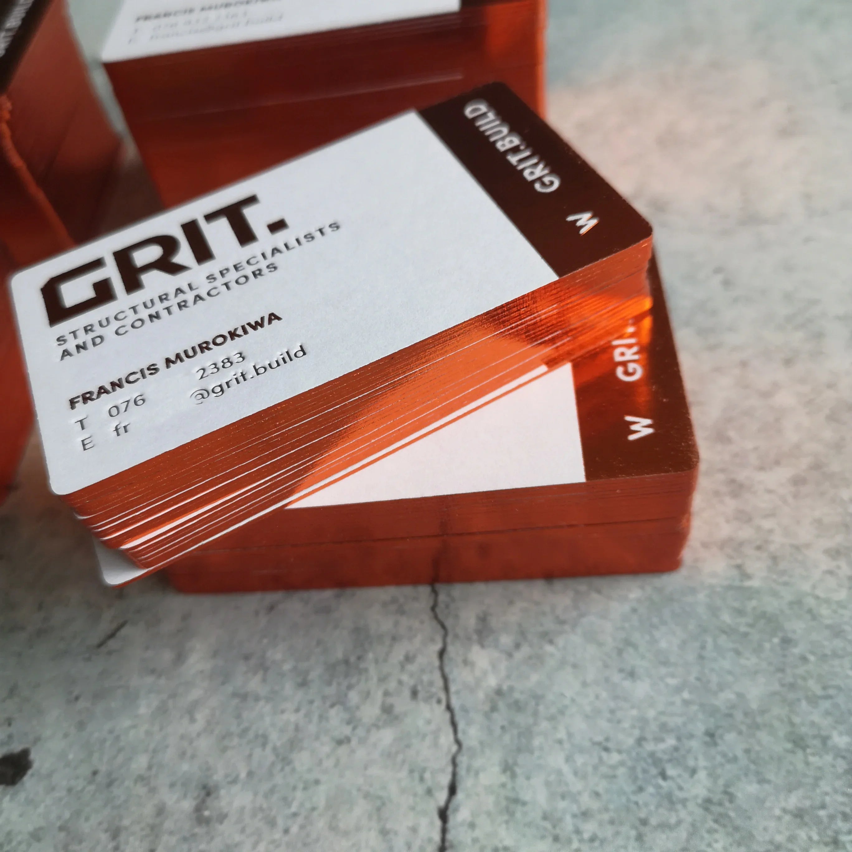 White paper foil stamping business cards print with edge foiling NUOERP INC