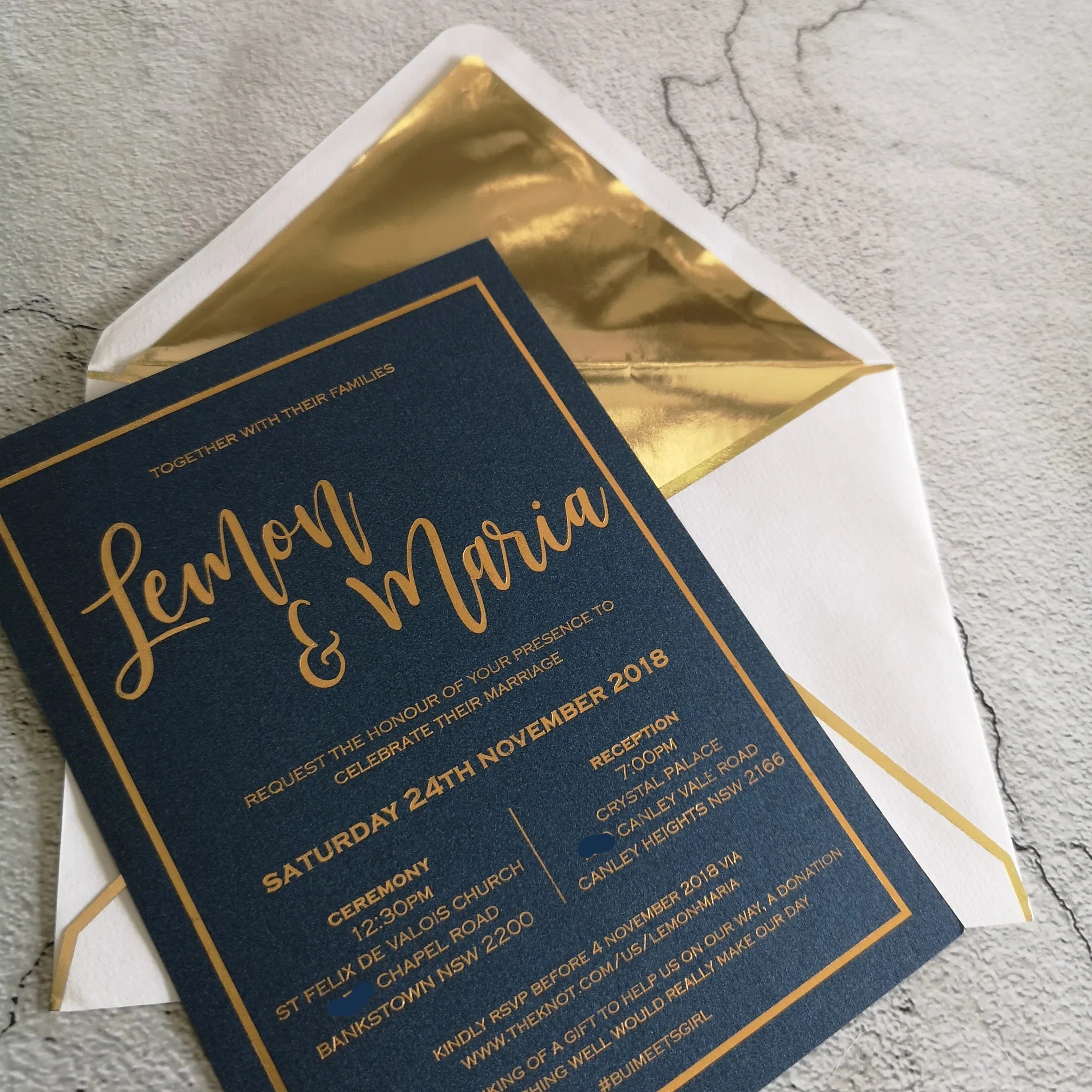 Wedding Invitations - Custom Letterpress and Gold Foil NUOERP INC