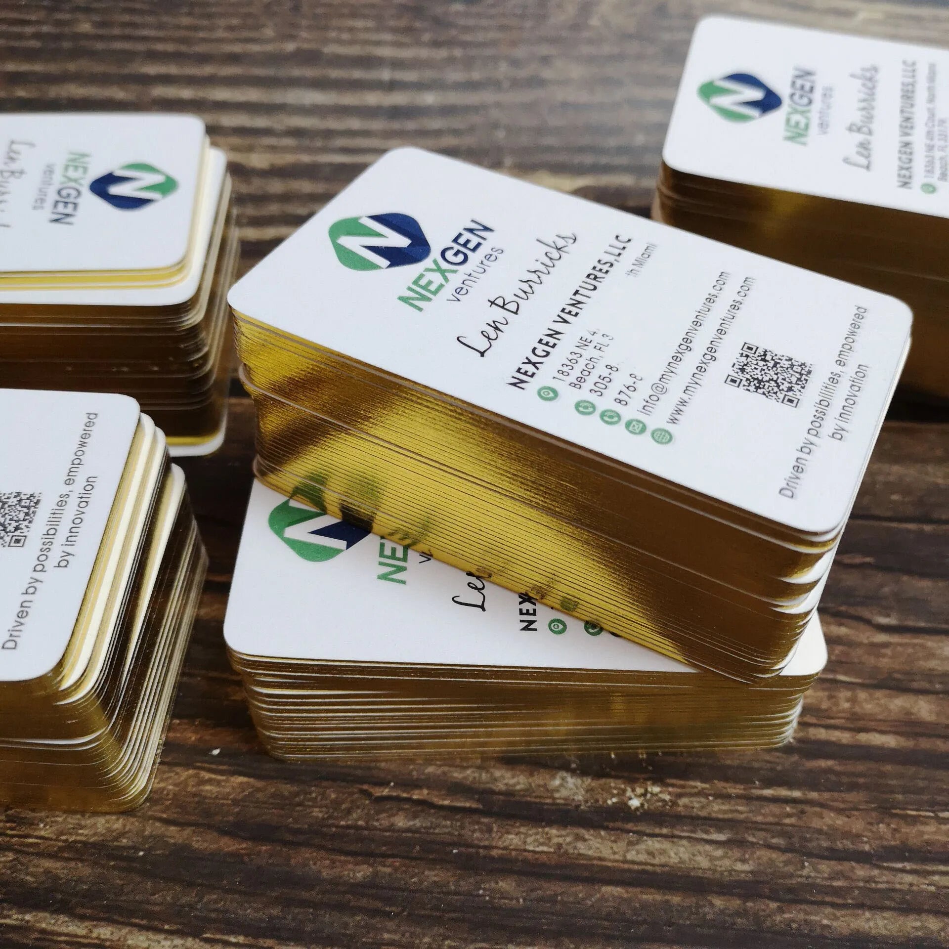 White paper foil stamping business cards print with edge foiling NUOERP INC