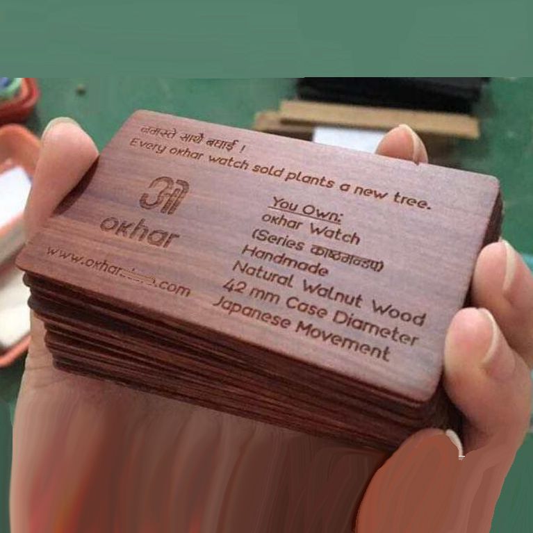 Wood Business Cards, Dark, Foreign Languages NUOERP INC