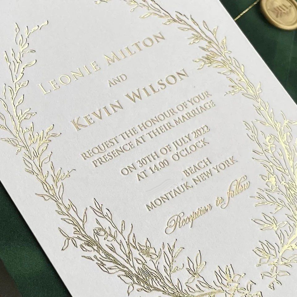 Full printing design wedding Invitations announcements custom gold wedding cards NUOERP INC