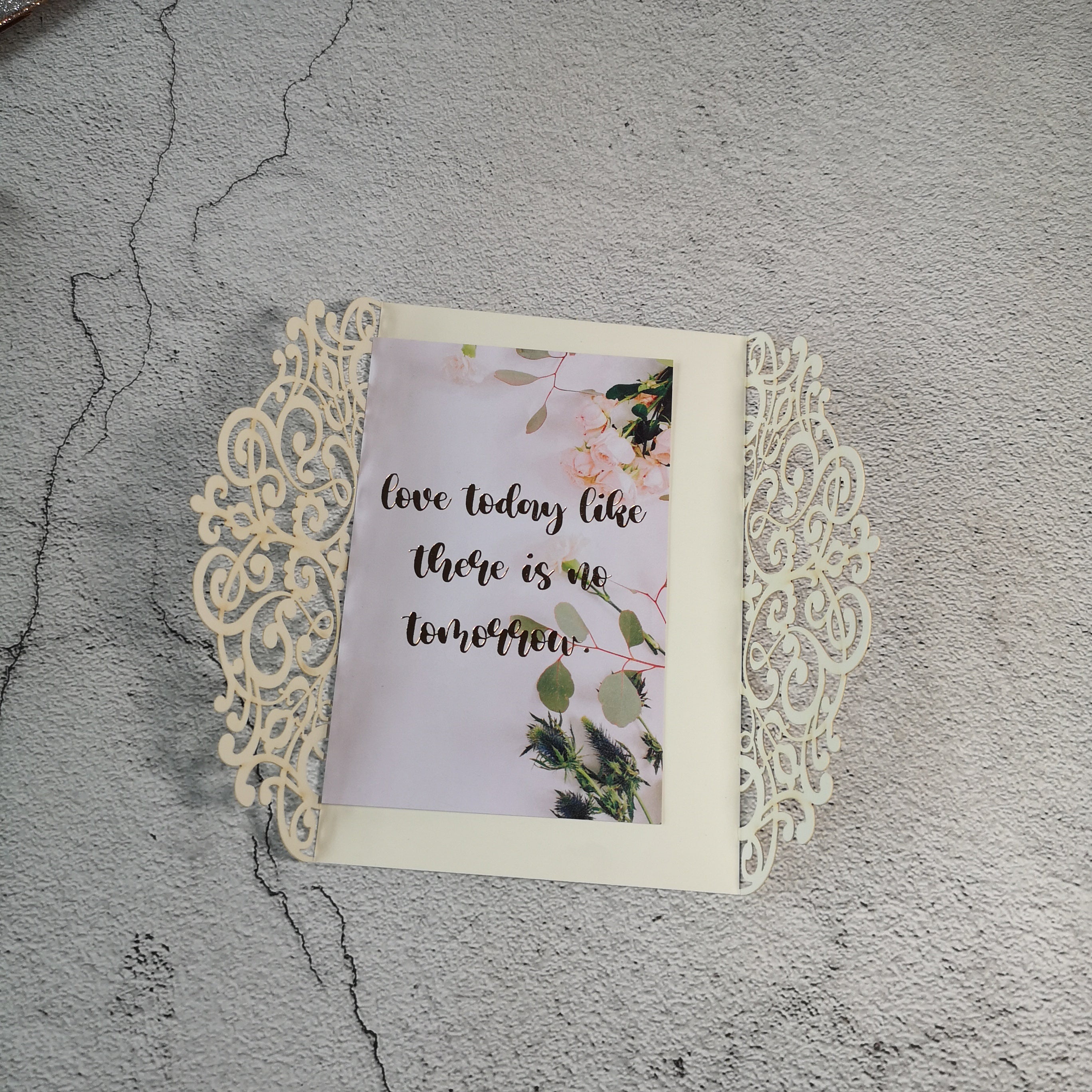 Luxury flower printed save the date wedding invitation cards with envelopes, white NUOERP INC