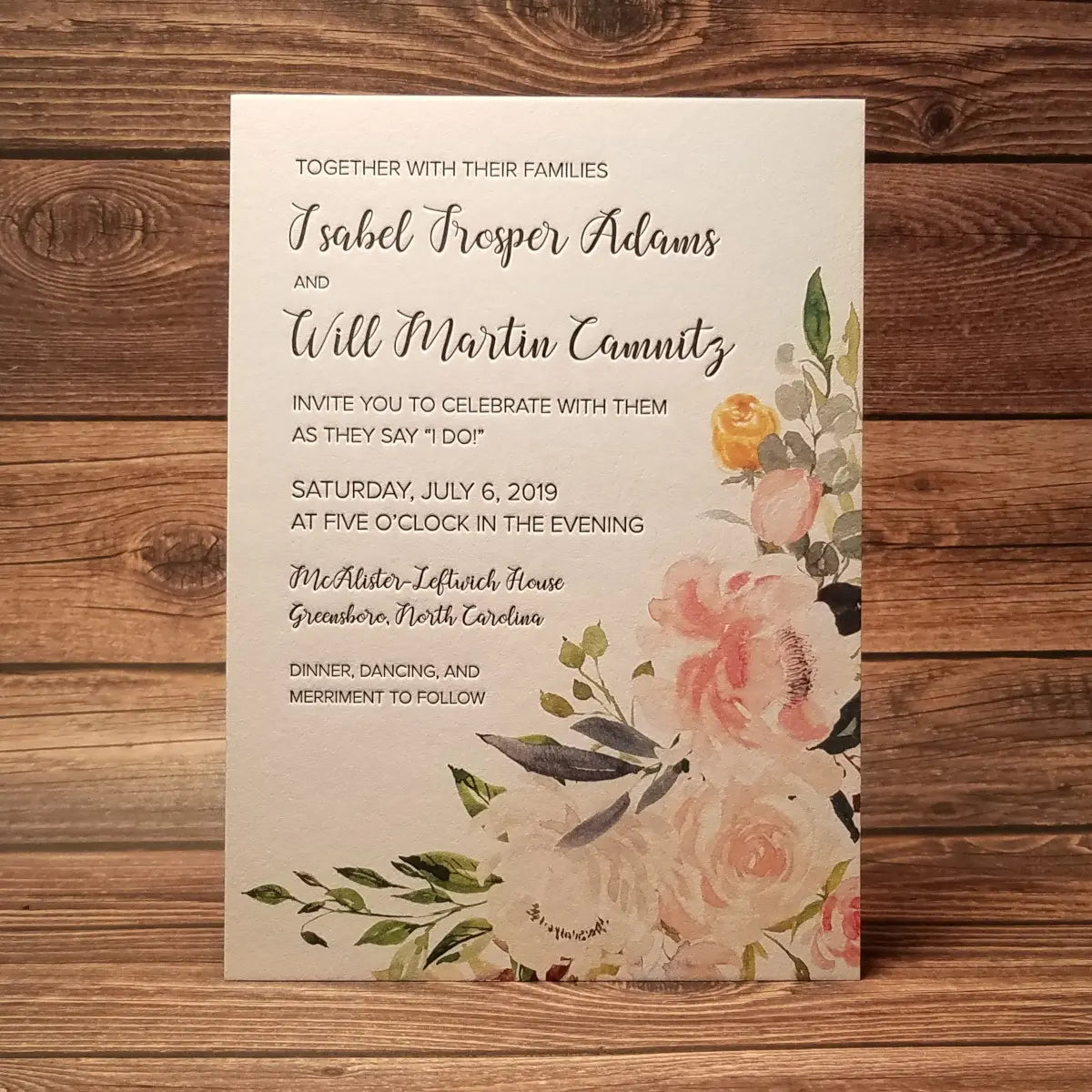 Luxury Floral printing Customized Cotton Paper Letterpress invitation card NUOERP INC