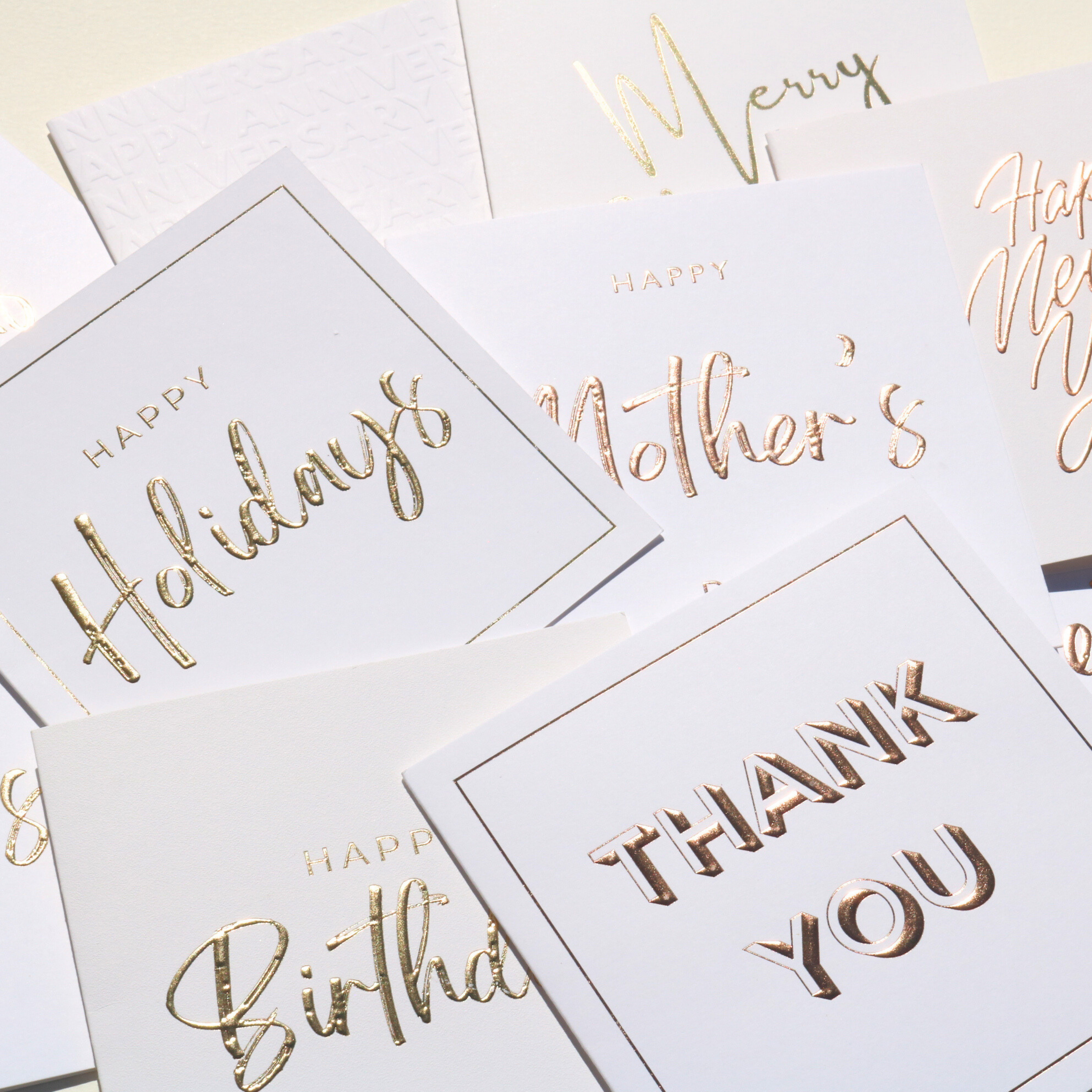 10 Pack All Occasion Greeting Cards 6x6 – Embossed Letterpress Gold Foil Card Sets with Envelopes All Occasion – Holiday Card – Thank You Card with Envelope by NUOERP – Birthday, New Year, Congrats Nuoerp Printing