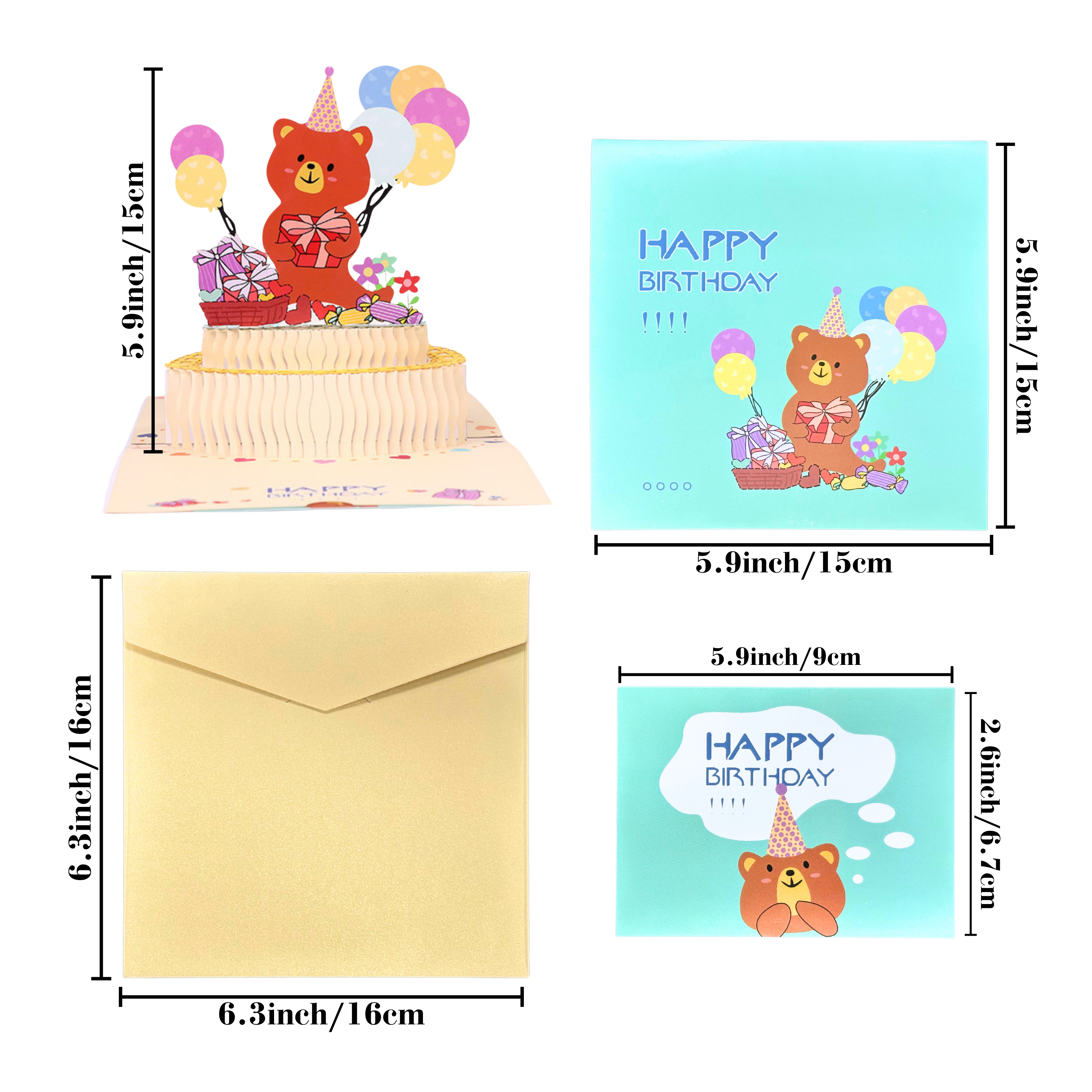 NUOERP INC 3D Pop-Up Birthday Card – Intricate Laser-cut ‘Birthday Cake’ Design, All Age Gift Card for Birthday Celebration – Includes Envelope & Greeting Insert for Personal Message Nuoerp