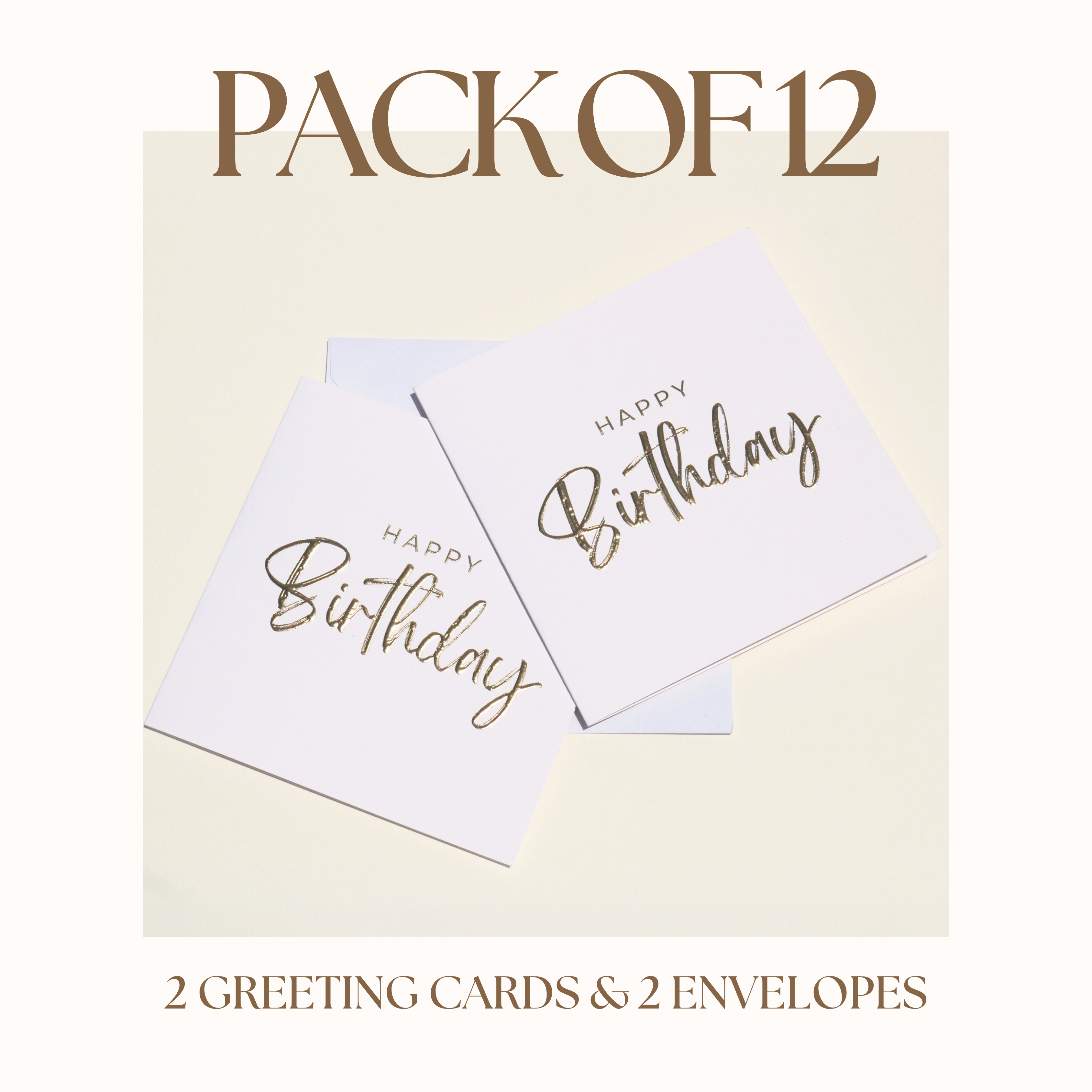 Nuoerp 12 Pack Happy Birthday Greeting Cards with Envelopes, Embossed Gold Foil Greeting Cards on Premium Cotton Paper, Premium 6x6 Birthday Cards for Birthday Celebrations (2 Pack) Nuoerp