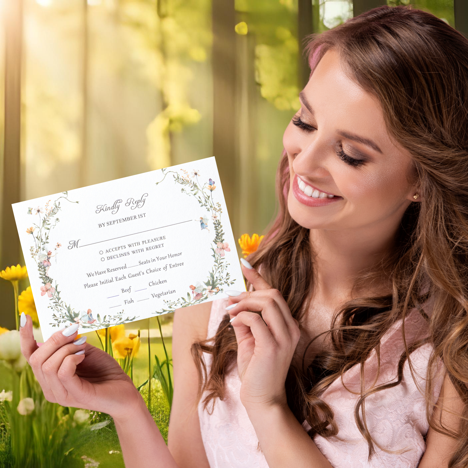Nuoerp Green RSVP Card Nuoerp Printing
