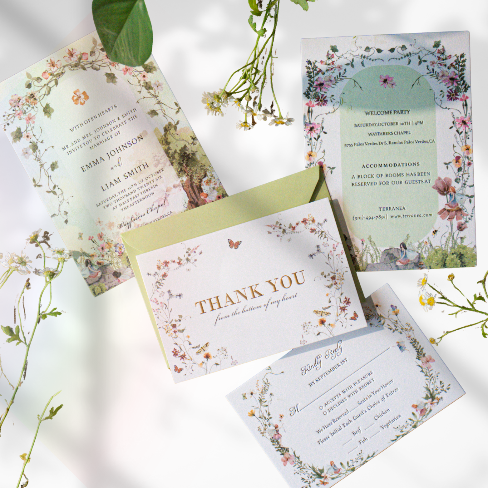 Nuoerp Green RSVP Card Nuoerp Printing
