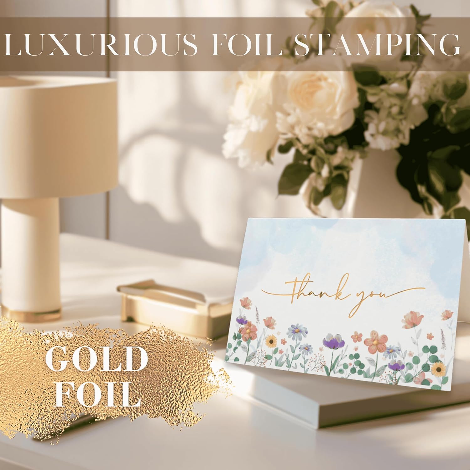 Nuoerp 100 Pack Thank You Cards with Envelopes, Premium Cotton Paper Nuoerp