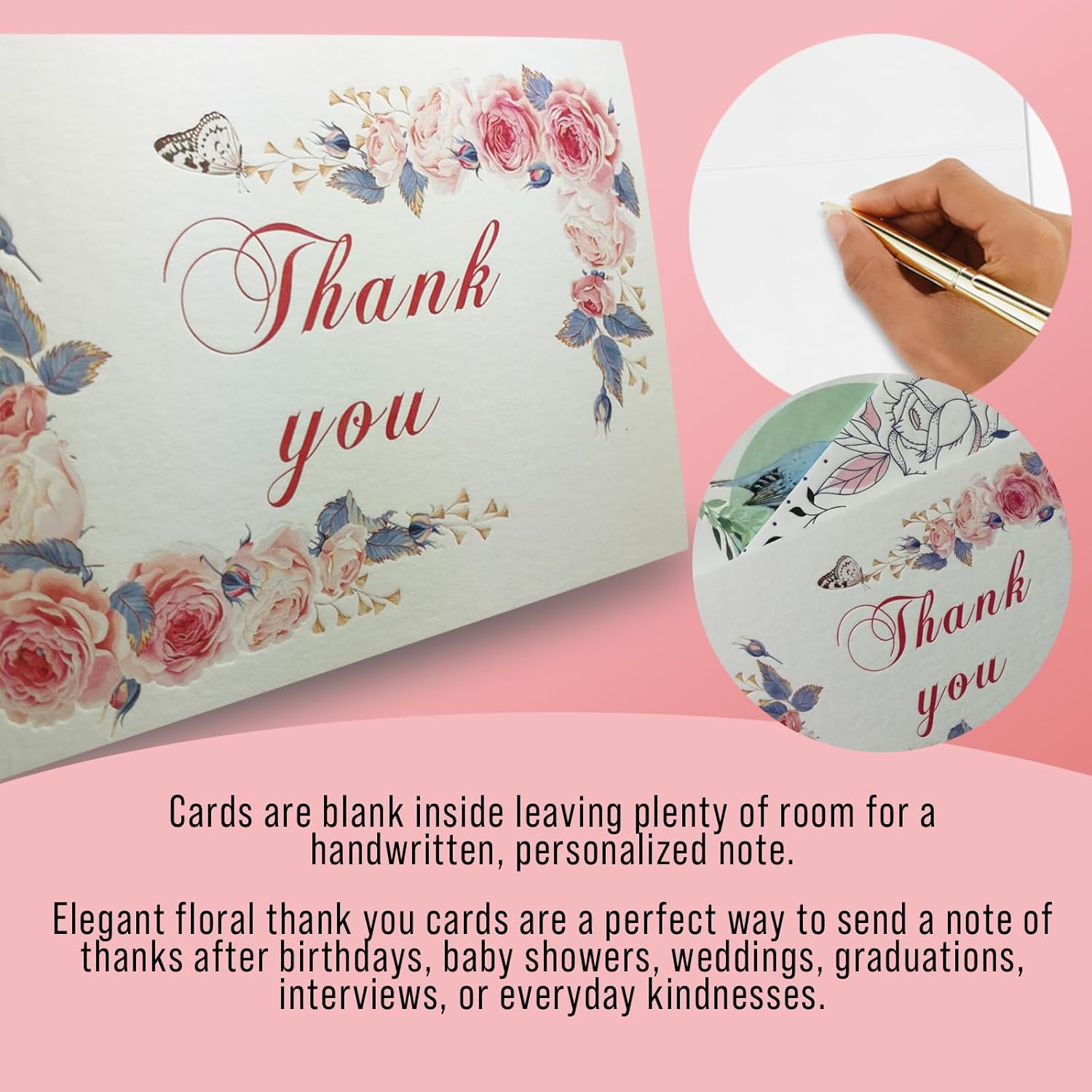 Nuoerp Thank You Cards with Envelopes, Blank Thank You Notes Bulk Set for Small Business, Wedding, Bridal Shower, Christmas, and Graduations, Box Included - 8 Pack, 4.25 x 6 Inch Nuoerp