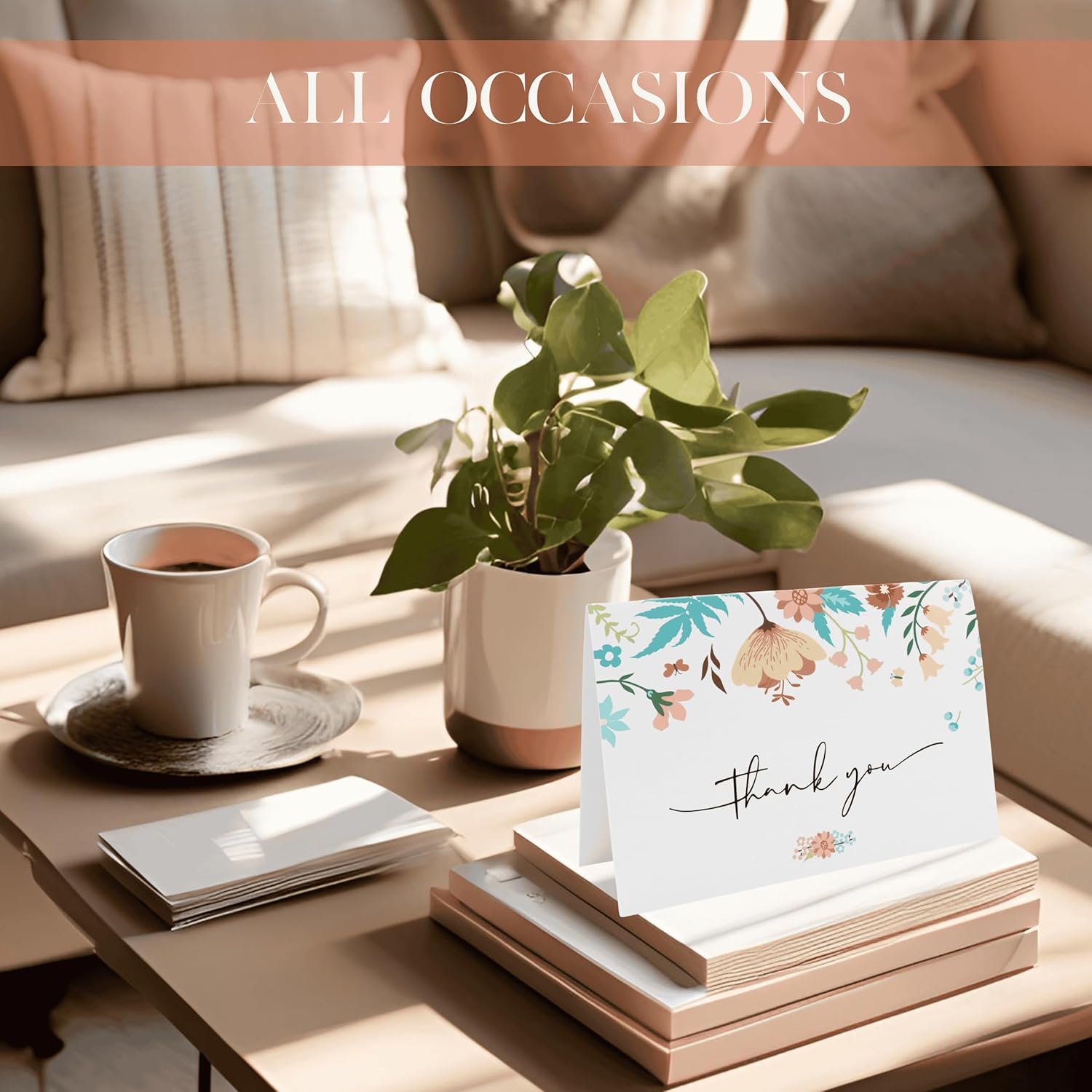 Nuoerp 100 Pack Thank You Cards with Envelopes, Premium Cotton Paper, Blank Thank You Notes for Personal Message, Bulk Set for Small Business, Wedding, Bridal Shower, Gratitude for Special Occasions (4 Design, 100 Pack, 4.25 x 6 Inch, Box Included) Nuoerp
