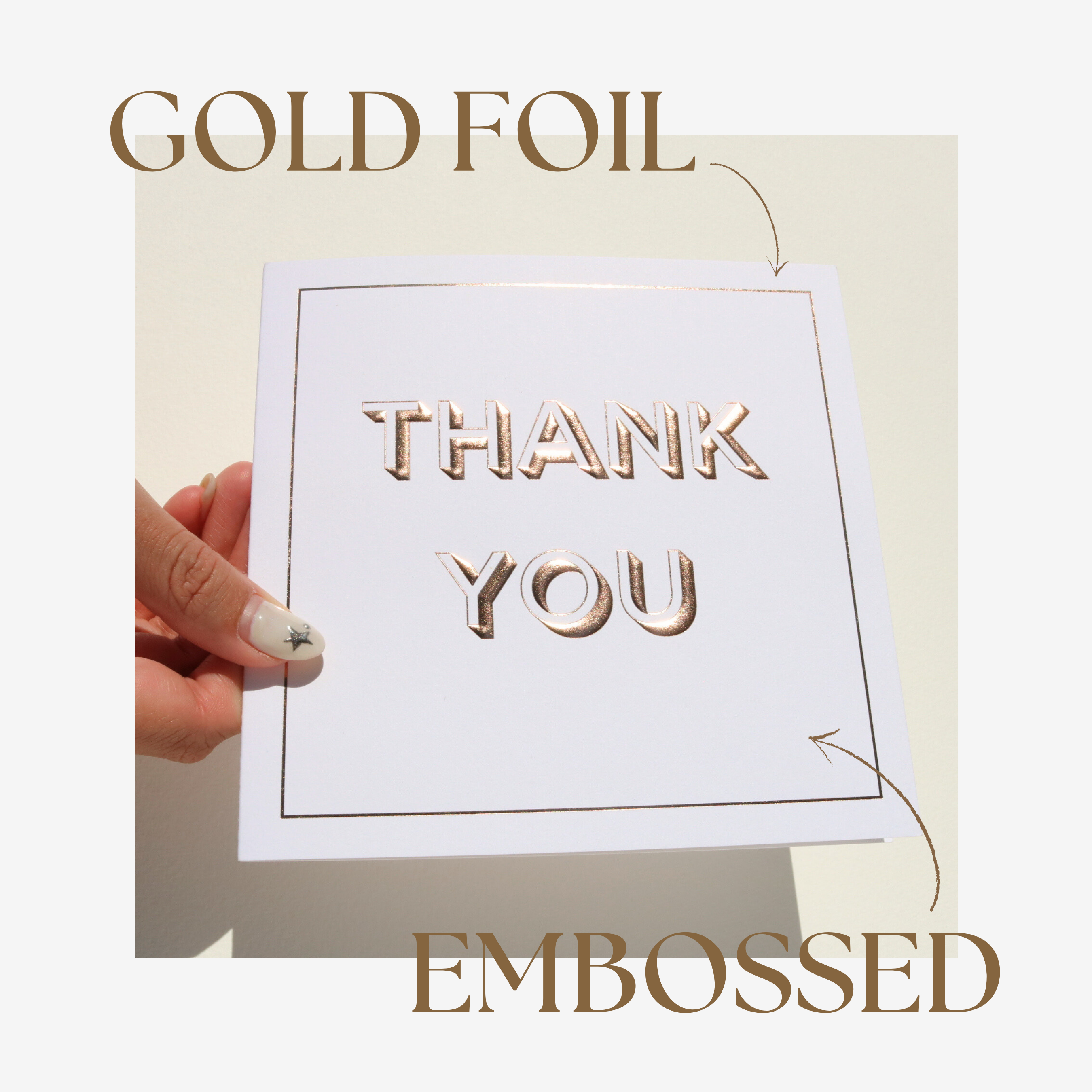 Nuoerp 3 Pack Thank You Cards with Envelopes, Letterpress Rose Gold Foil on Premium Cotton Paper, Premium 6x6 Cards for All Occasions, Wedding, Bridal Shower, Gratitude for Special Occasions, Blank Inside for Personal Message (3 Pack) Nuoerp