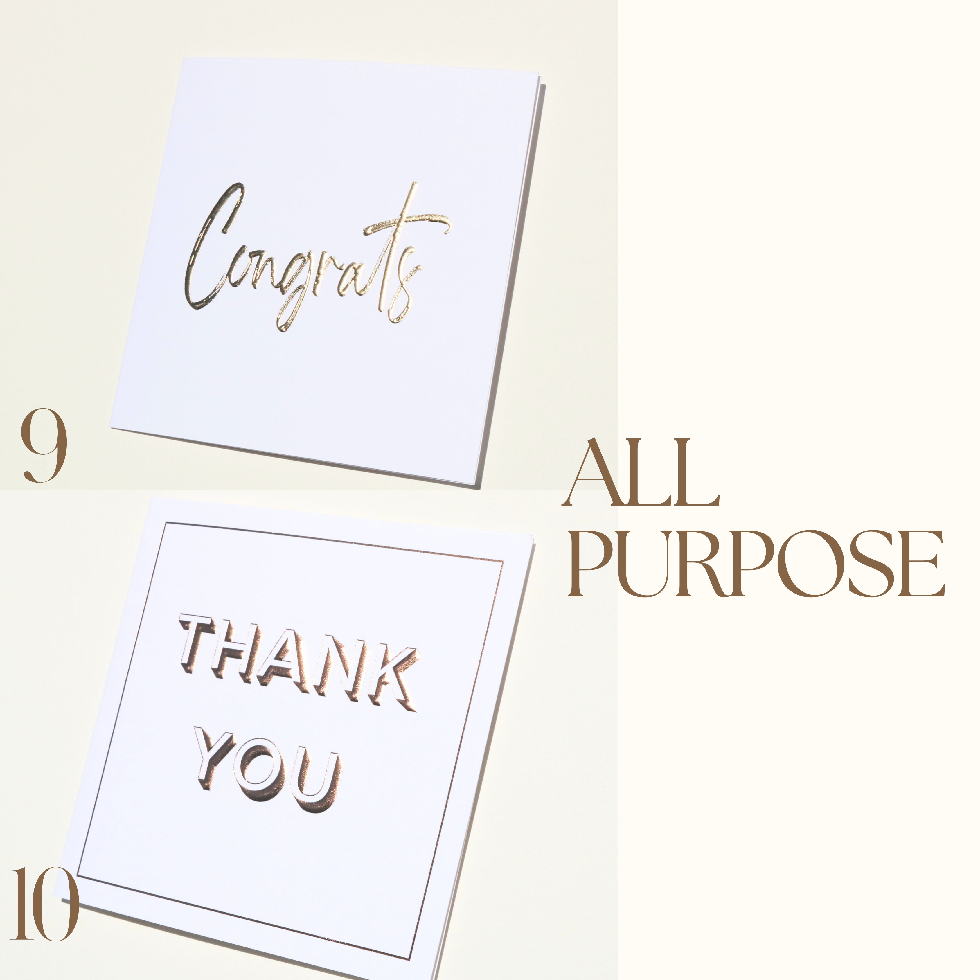 10 Pack All Occasion Greeting Cards 6x6 – Embossed Letterpress Gold Foil Card Sets with Envelopes All Occasion – Holiday Card – Thank You Card with Envelope by NUOERP – Birthday, New Year, Congrats Nuoerp Printing