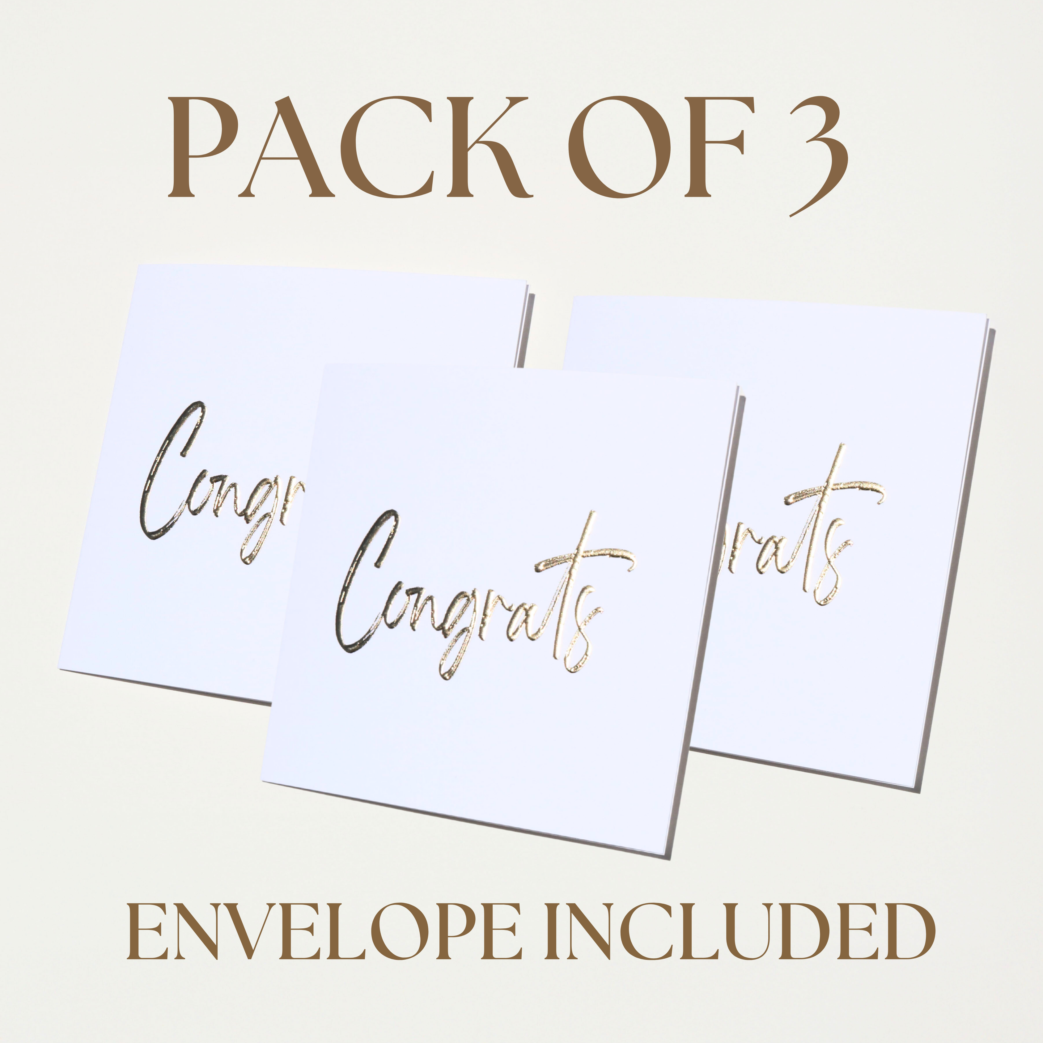 Nuoerp 3 Pack Congratulations Greeting Cards with Envelopes, Embossed Gold Foil Greeting Cards on Premium Cotton Paper, Premium 6x6 Thank You Cards for Graduation, Wedding, New Baby, Special Occasions (3 Pack) Nuoerp