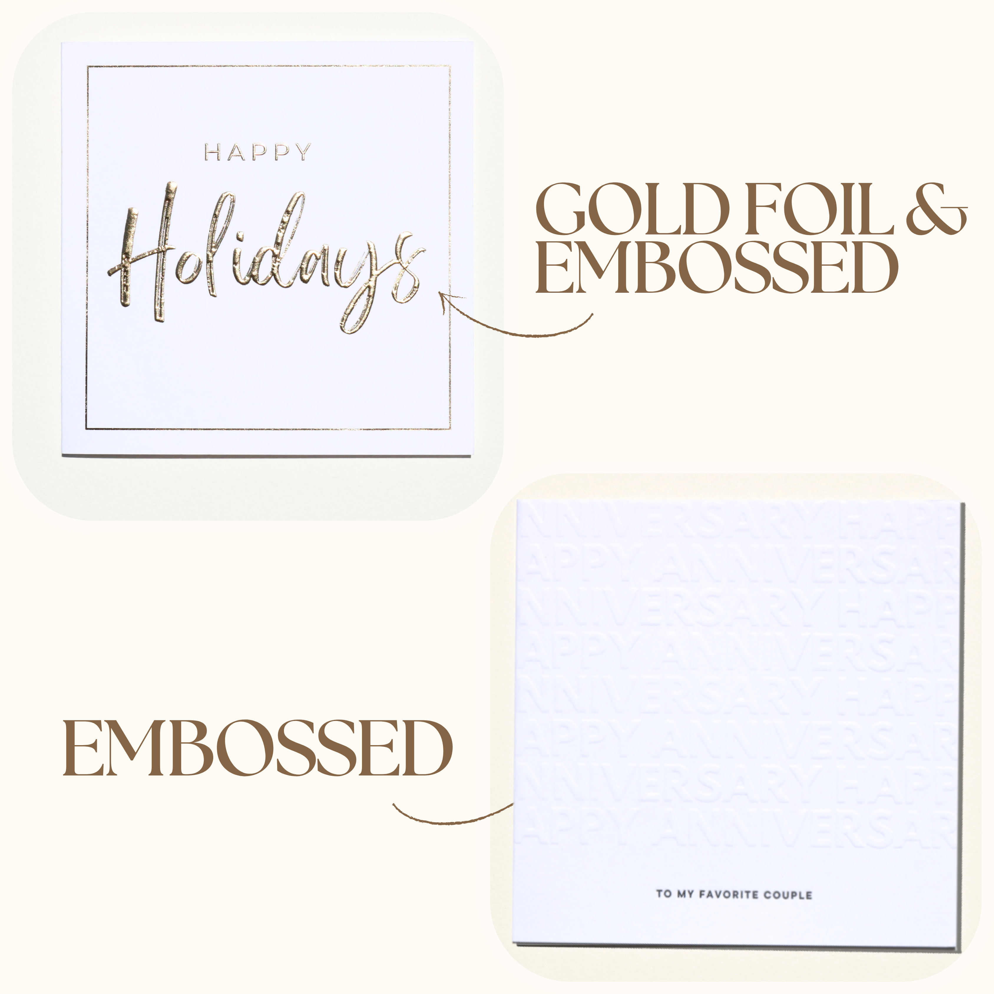 10 Pack All Occasion Greeting Cards 6x6 – Embossed Letterpress Gold Foil Card Sets with Envelopes All Occasion – Holiday Card – Thank You Card with Envelope by NUOERP – Birthday, New Year, Congrats Nuoerp Printing