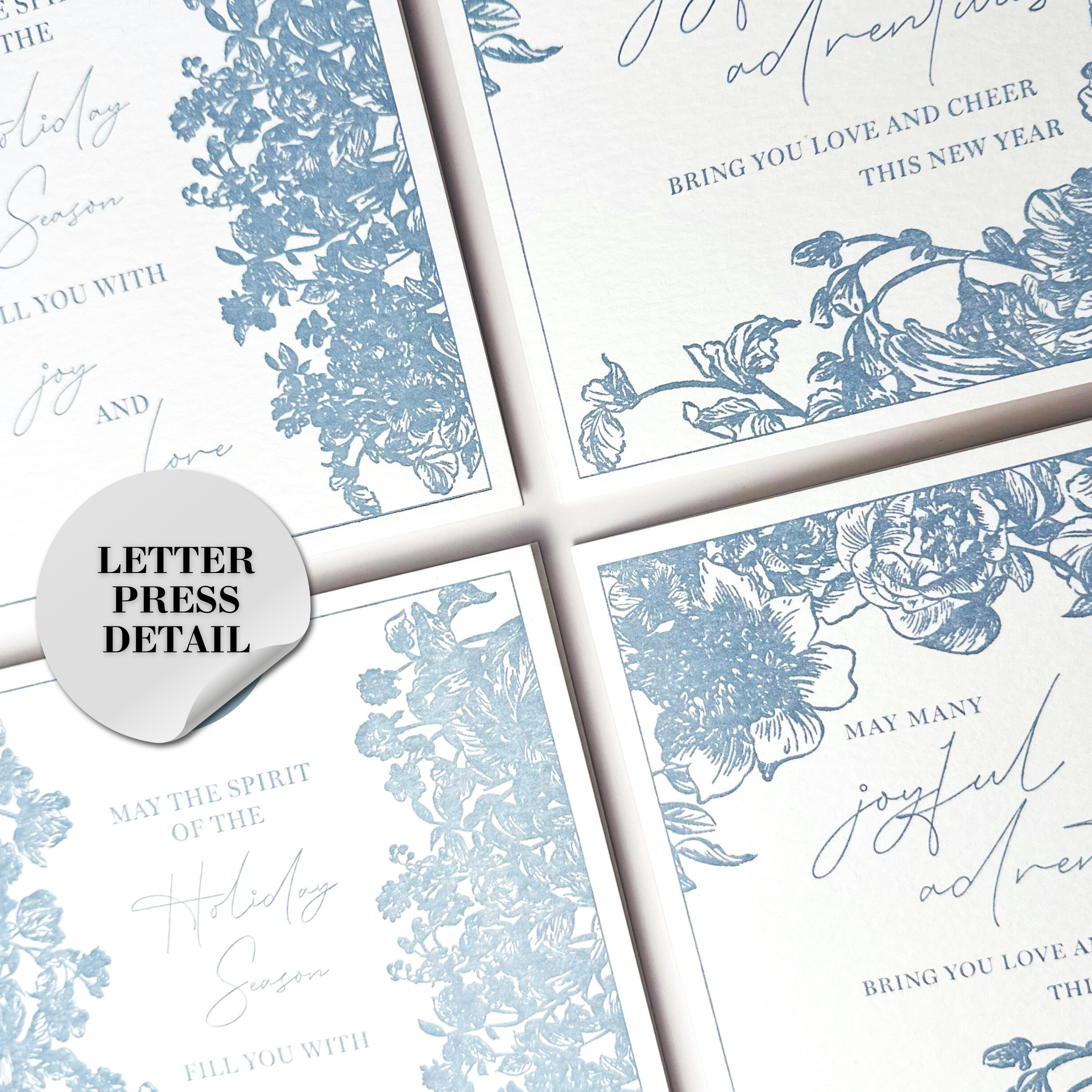 Nuoerp 2 Pack 100% Cotton Paper New Year Greeting Cards with Envelopes, Letterpress Greeting Cards on Premium 100% Cotton Paper, Premium 6x6 Holiday Cards for Holiday and New Year Celebrations, Blank Inside for Personal Message (2 Design, 2 Pack) Nuoerp