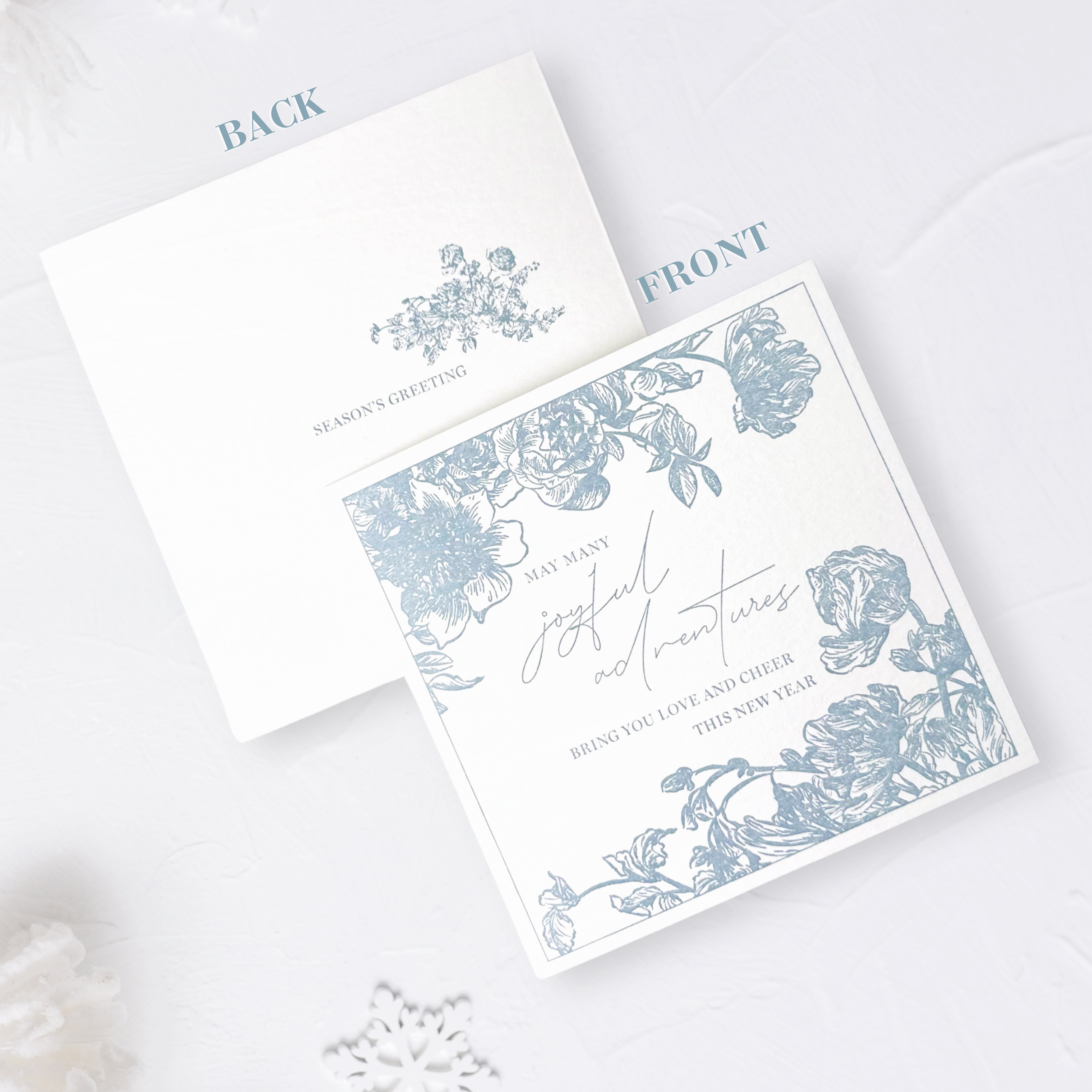 Nuoerp 2 Pack 100% Cotton Paper New Year Greeting Cards with Envelopes, Letterpress Greeting Cards on Premium 100% Cotton Paper, Premium 6x6 Holiday Cards for Holiday and New Year Celebrations, Blank Inside for Personal Message (2 Design, 2 Pack) Nuoerp