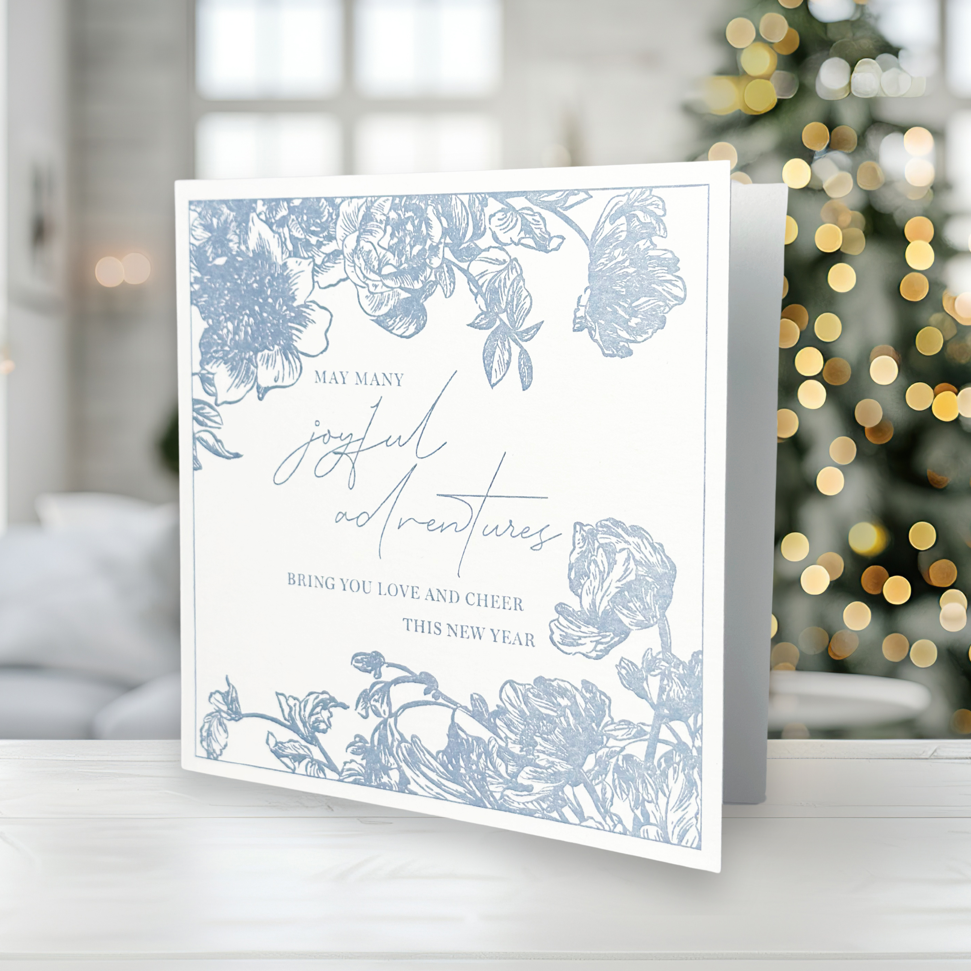 Nuoerp 2 Pack 100% Cotton Paper New Year Greeting Cards with Envelopes, Letterpress Greeting Cards on Premium 100% Cotton Paper, Premium 6x6 Holiday Cards for Holiday and New Year Celebrations, Blank Inside for Personal Message (2 Design, 2 Pack) Nuoerp