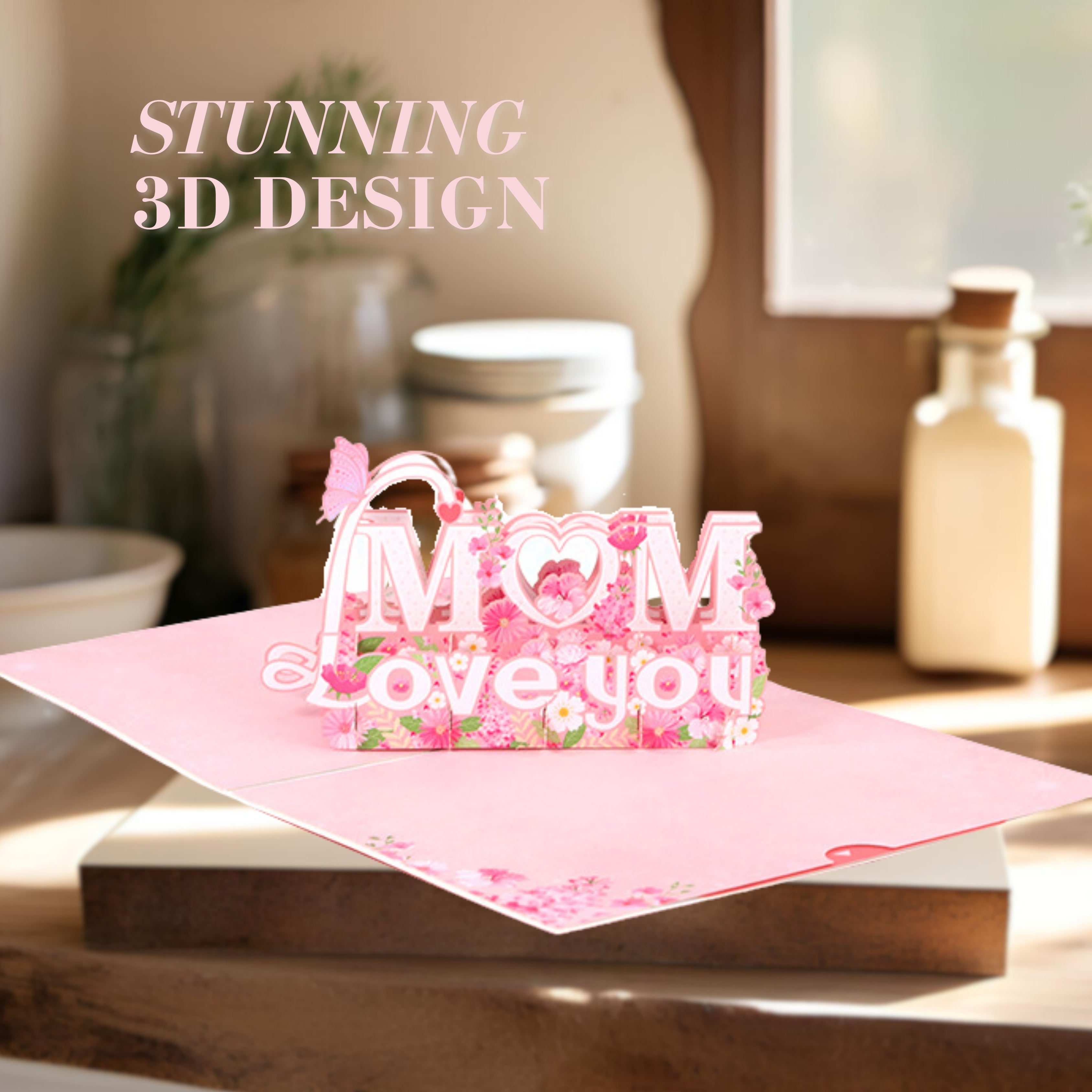3D Pop-Up Card Mother’s Day Card – Intricate Laser-cut Nuoerp