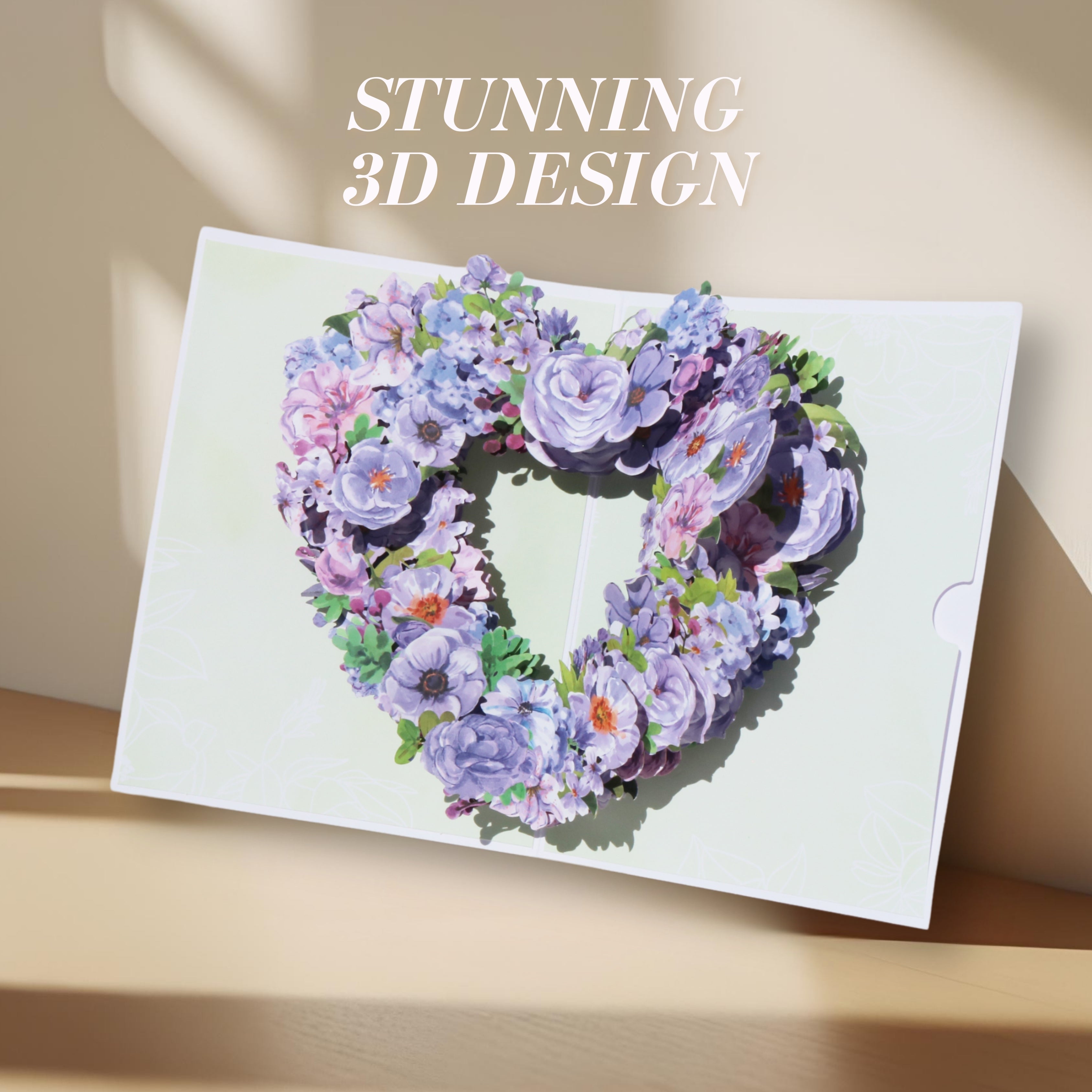 3D Heart-Shaped Flower Pop-Up Card – Intricate Laser-cut Nuoerp
