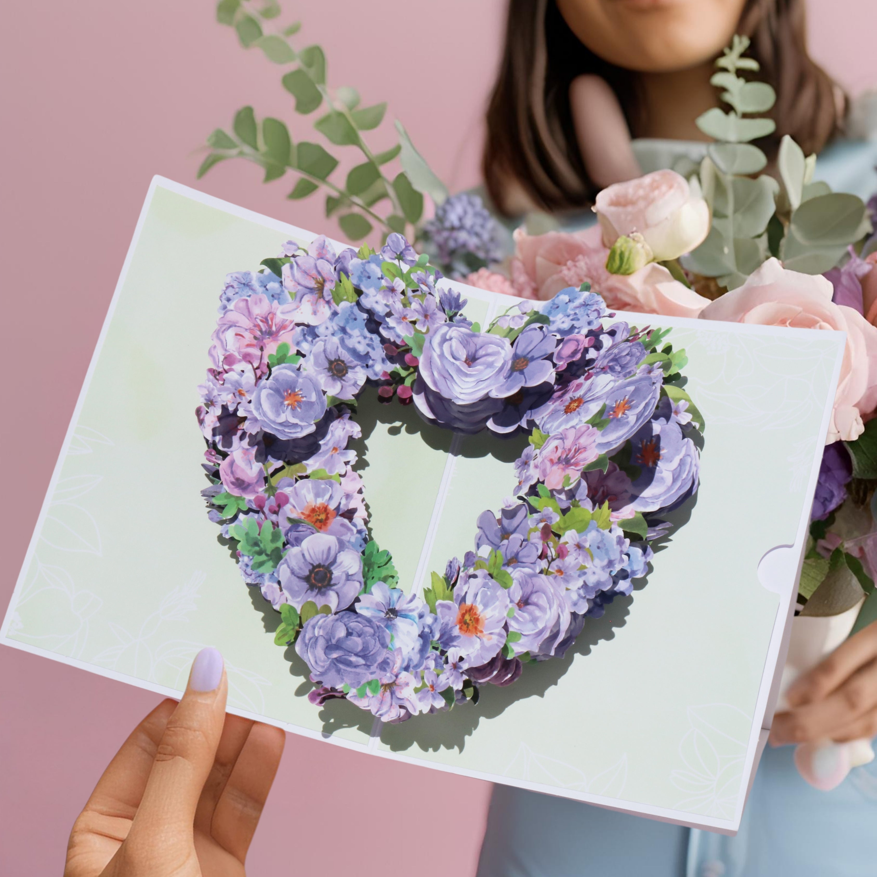 3D Heart-Shaped Flower Pop-Up Card – Intricate Laser-cut Nuoerp
