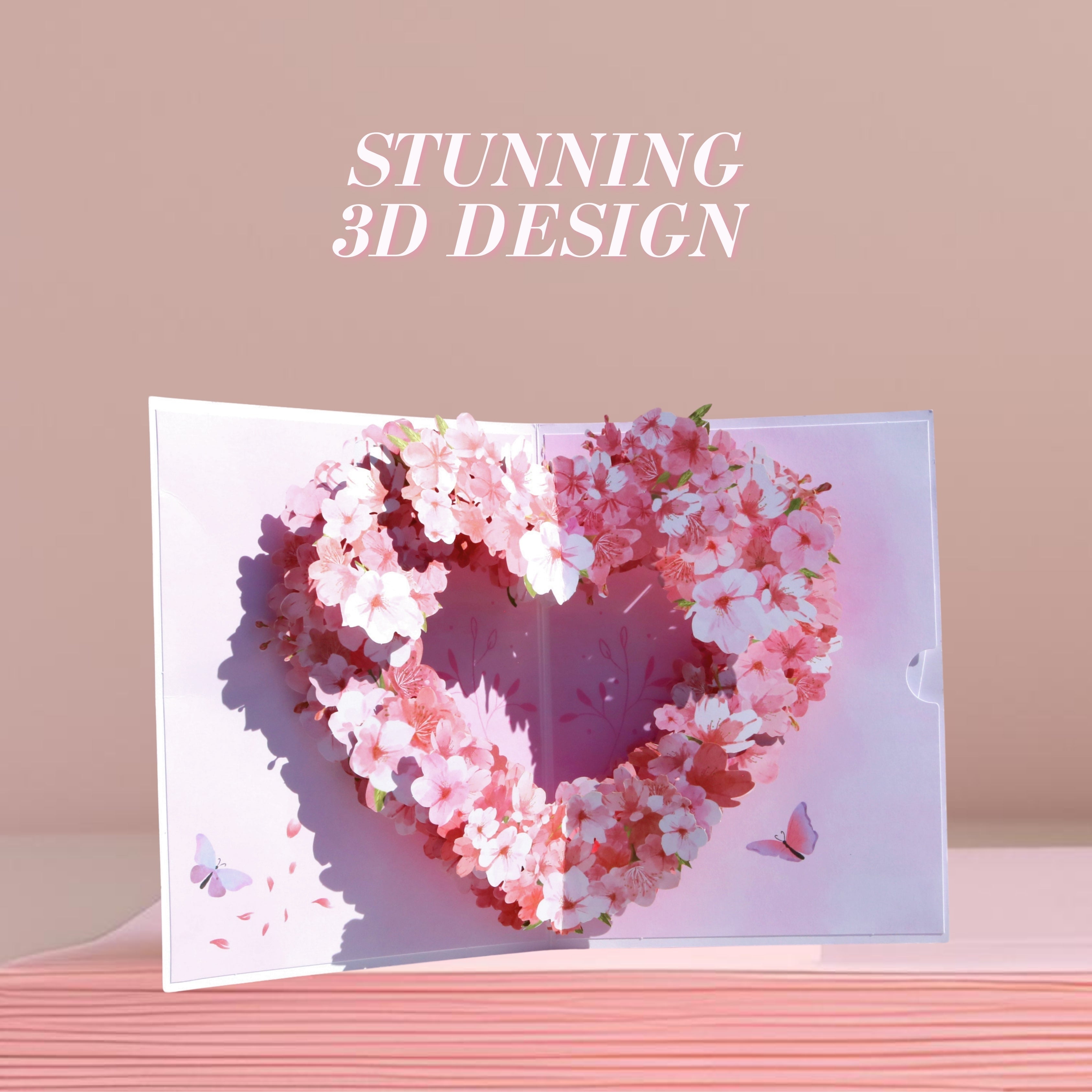 3D Heart-Shaped Flower Pop-Up Card – Intricate Laser-cut Florals Details Nuoerp