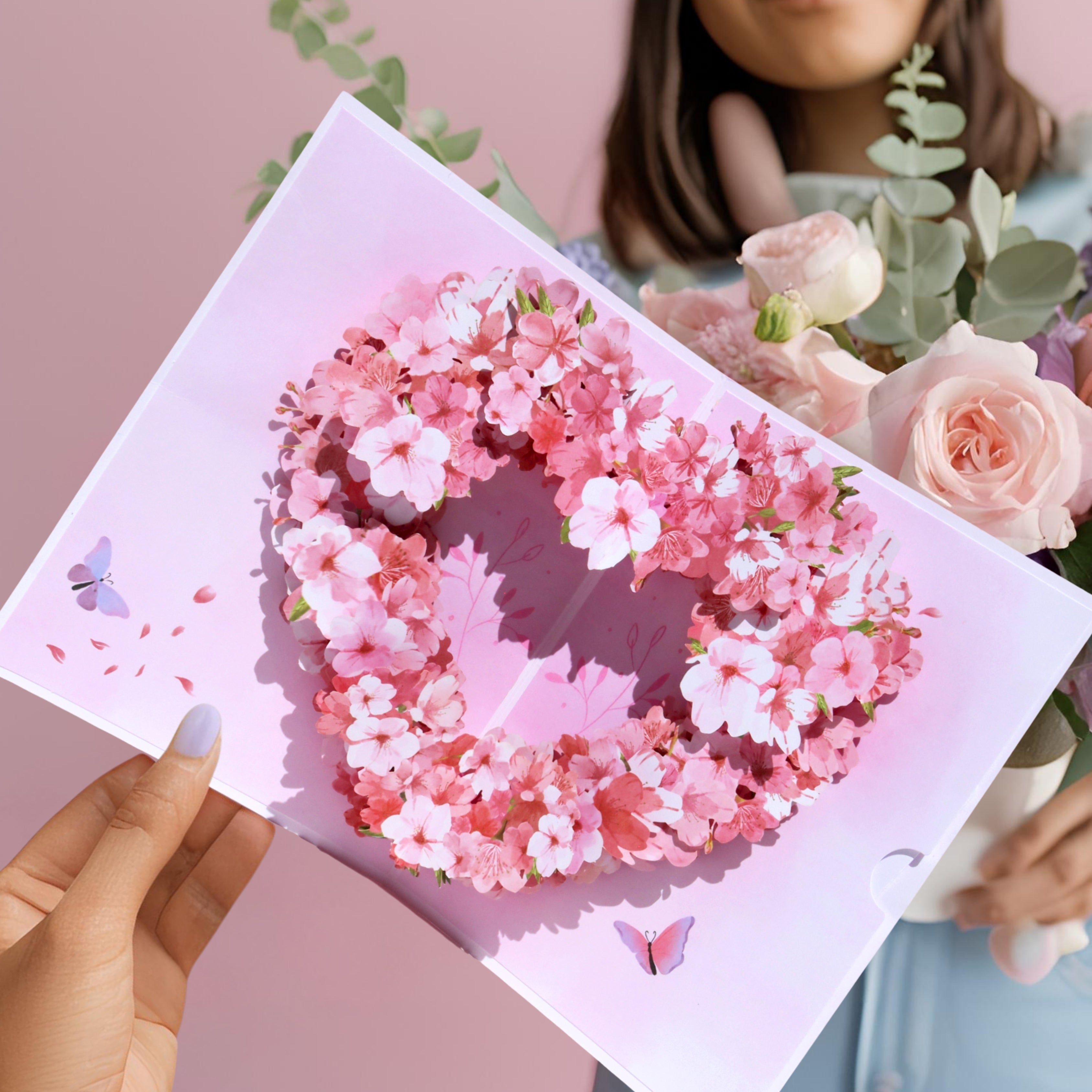 3D Heart-Shaped Flower Pop-Up Card – Intricate Laser-cut Florals Details Nuoerp