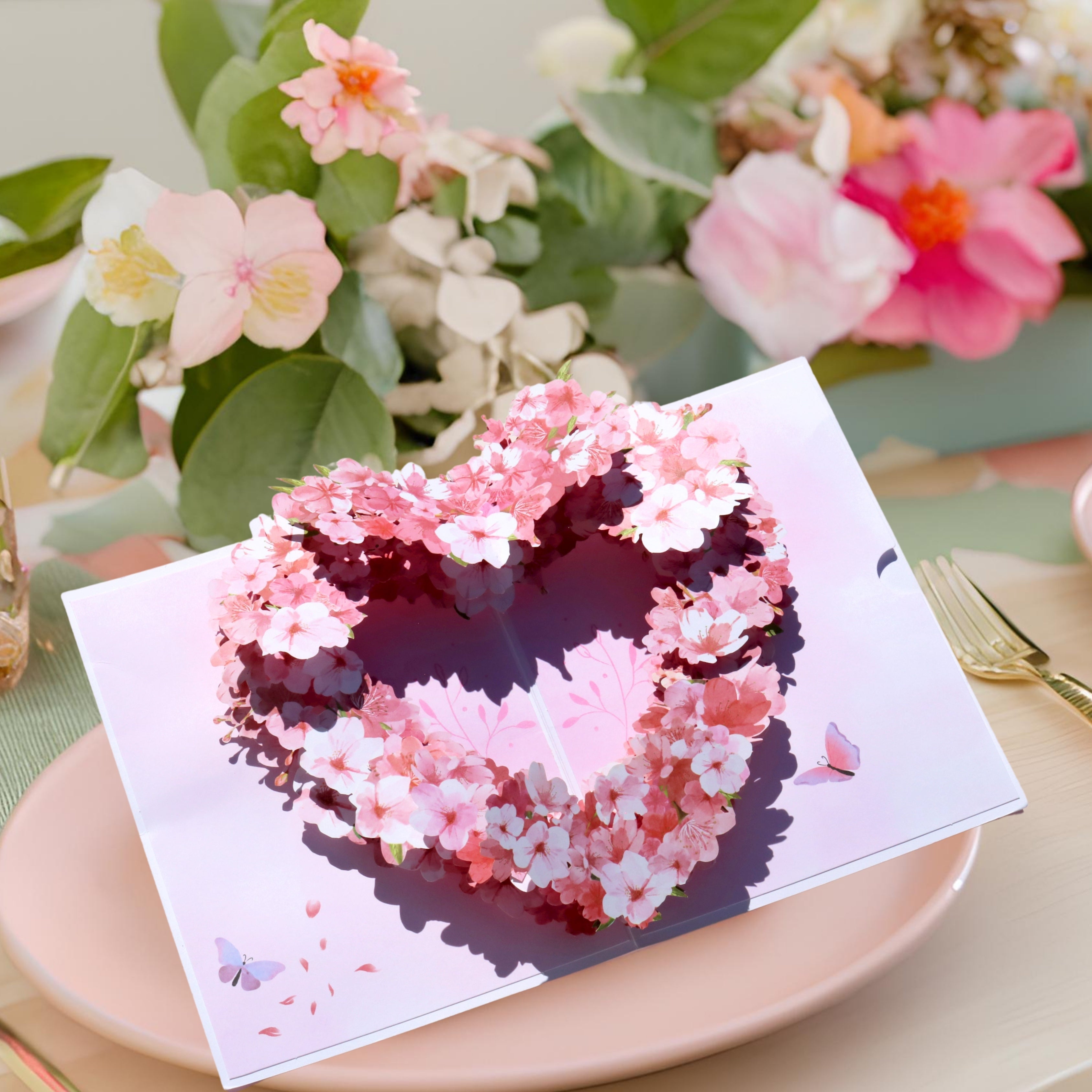 3D Heart-Shaped Flower Pop-Up Card – Intricate Laser-cut Florals Details Nuoerp