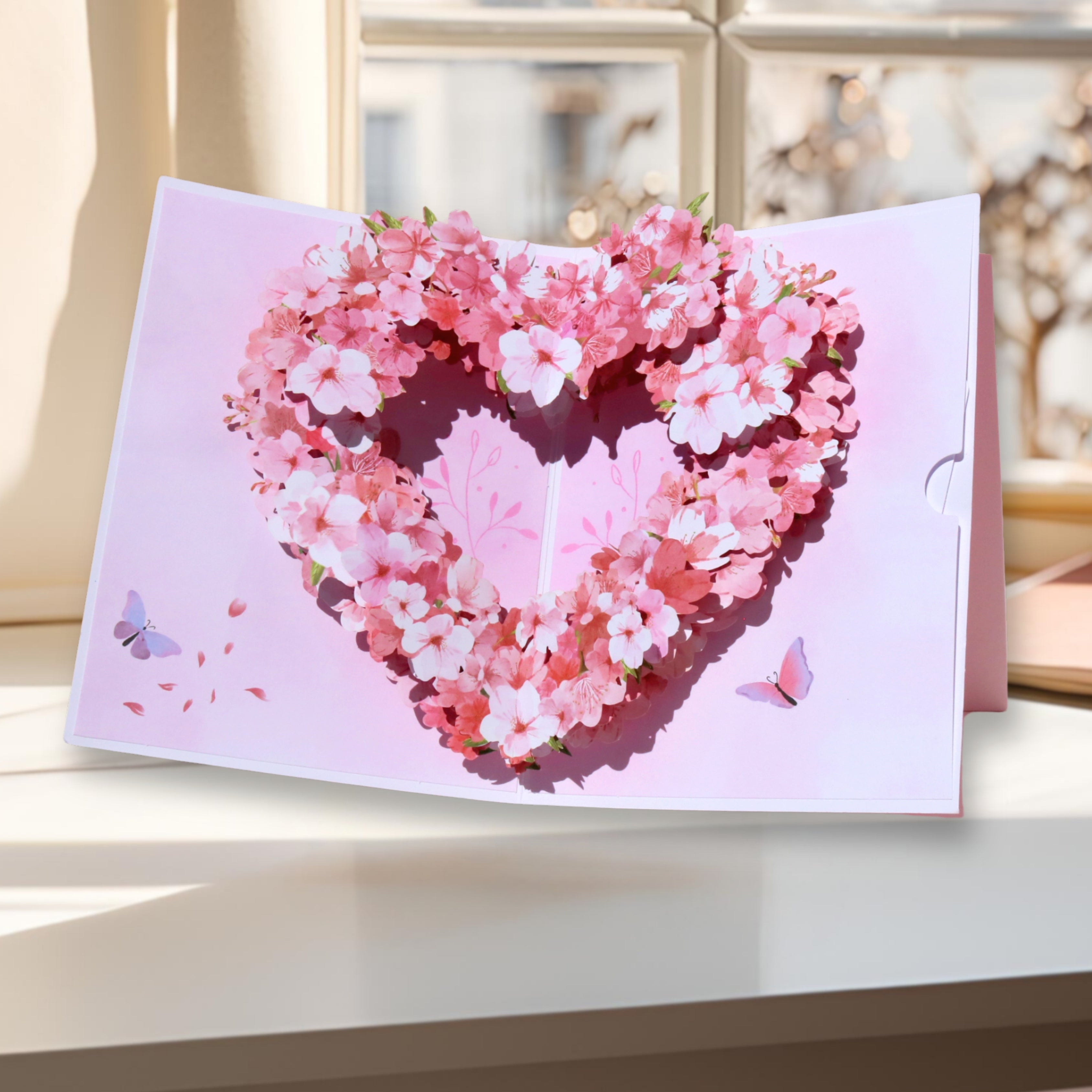 3D Heart-Shaped Flower Pop-Up Card – Intricate Laser-cut Florals Details Nuoerp