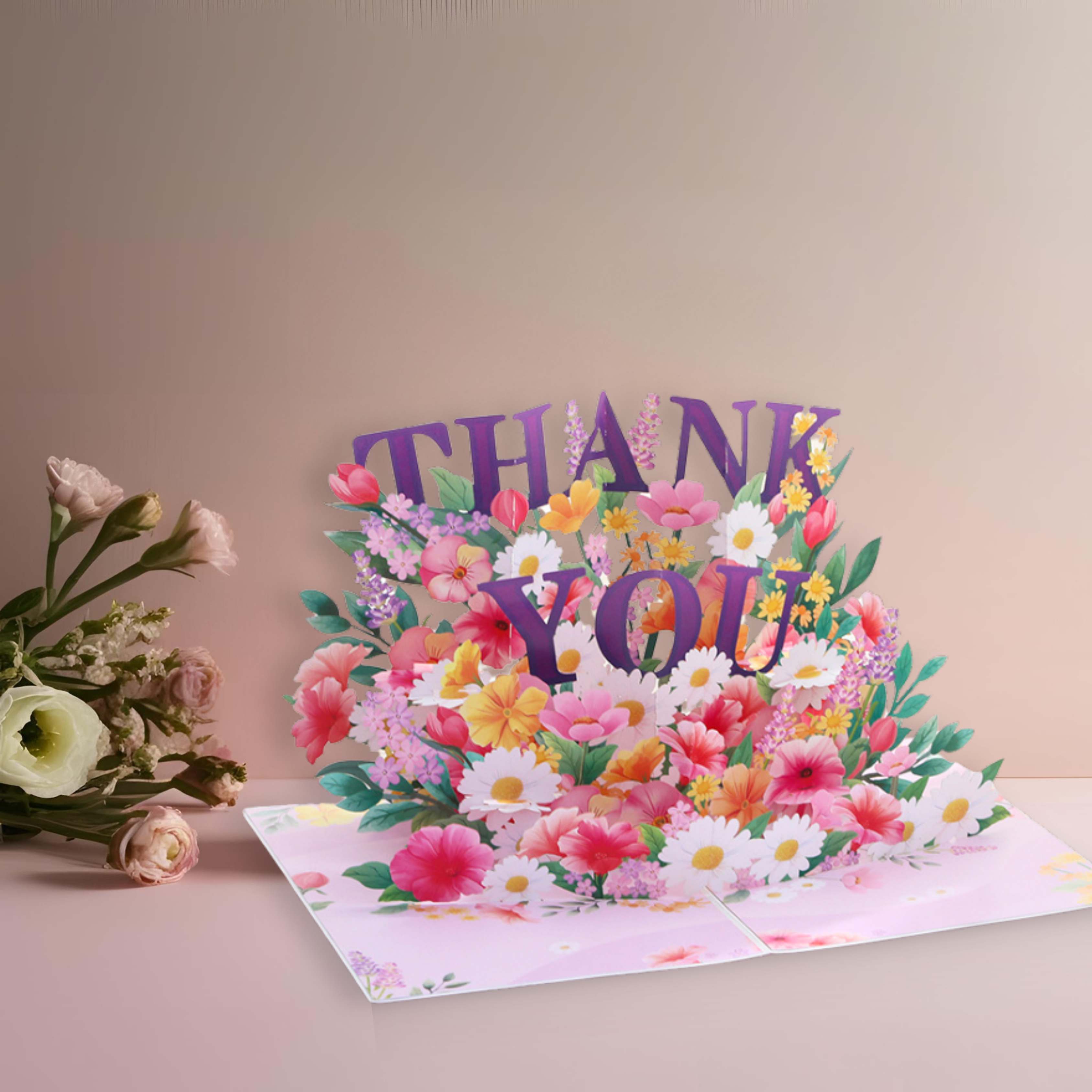 3D Pop-Up Flower Bouquet Card – Intricate Laser-cut Nuoerp