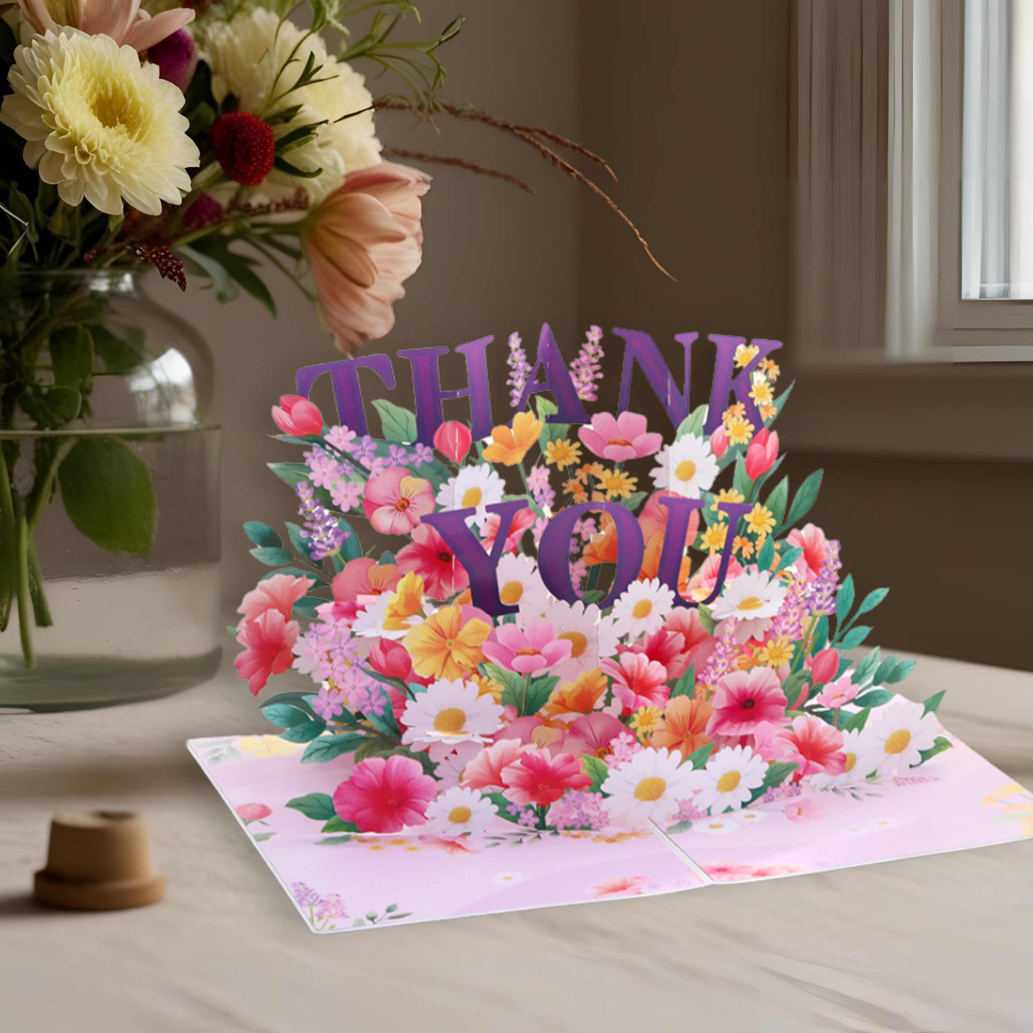 3D Pop-Up Flower Bouquet Card – Intricate Laser-cut Nuoerp