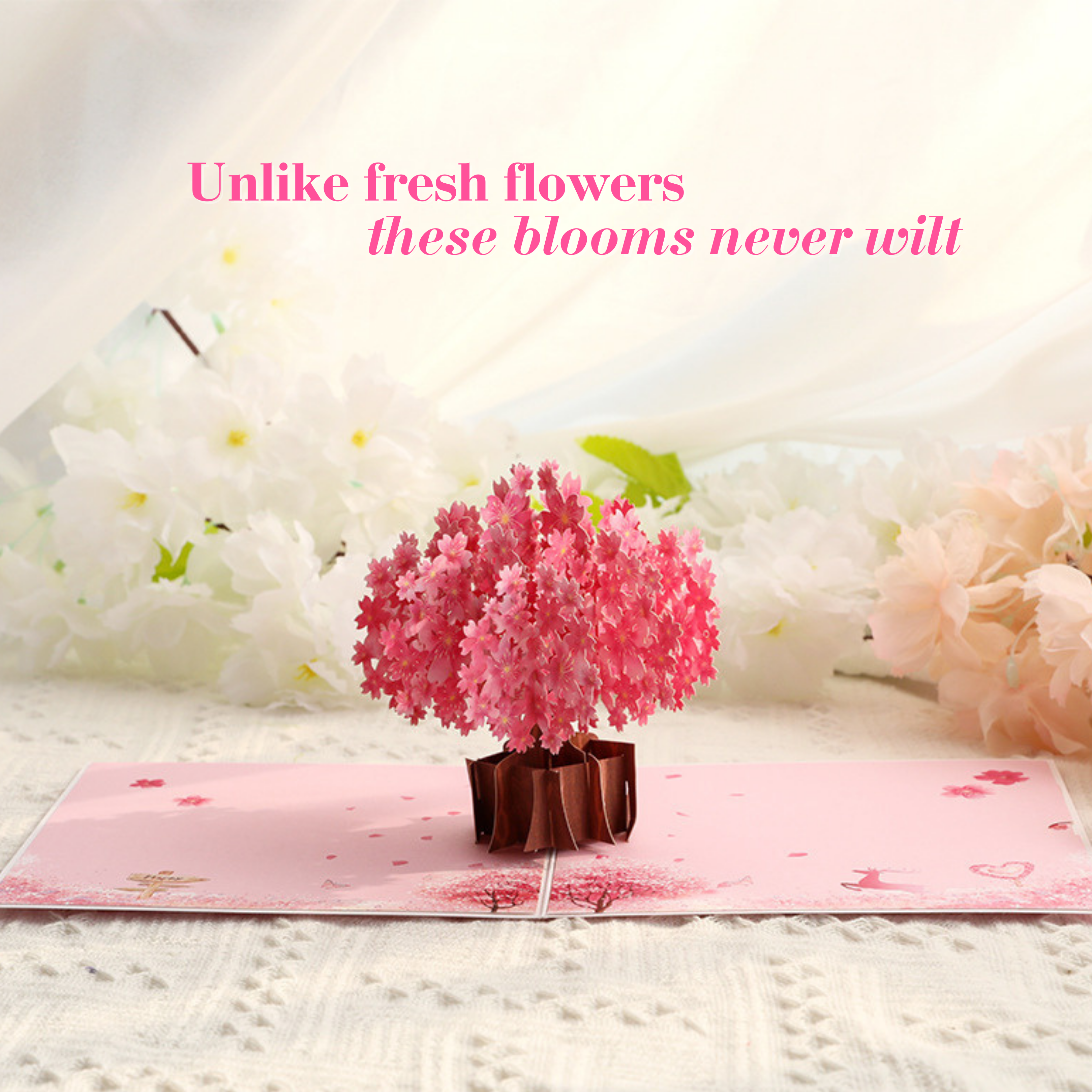 3D Sakura Cherry Blossom Tree Pop-Up Card – Intricate Laser-cut Nuoerp