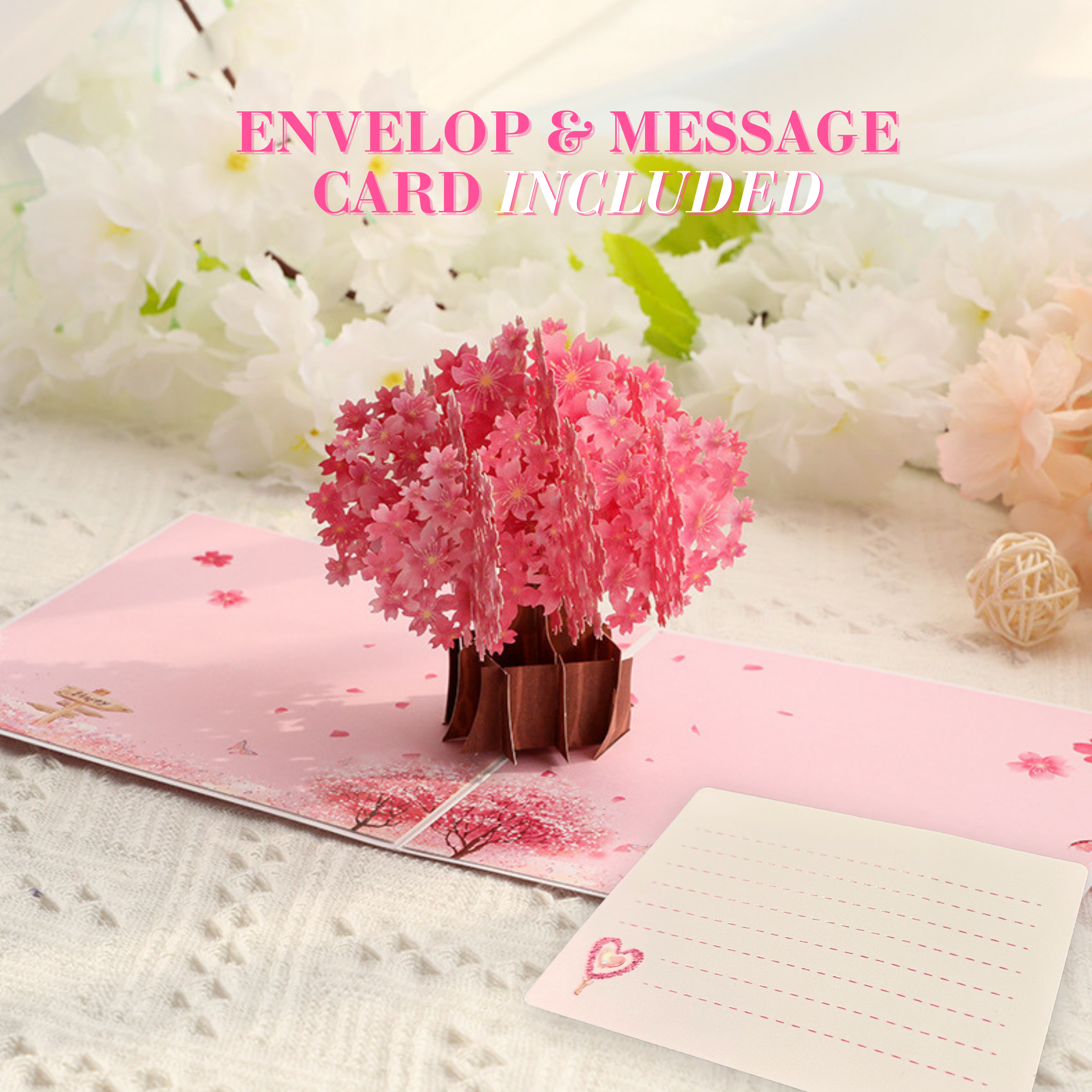 3D Sakura Cherry Blossom Tree Pop-Up Card – Intricate Laser-cut Nuoerp