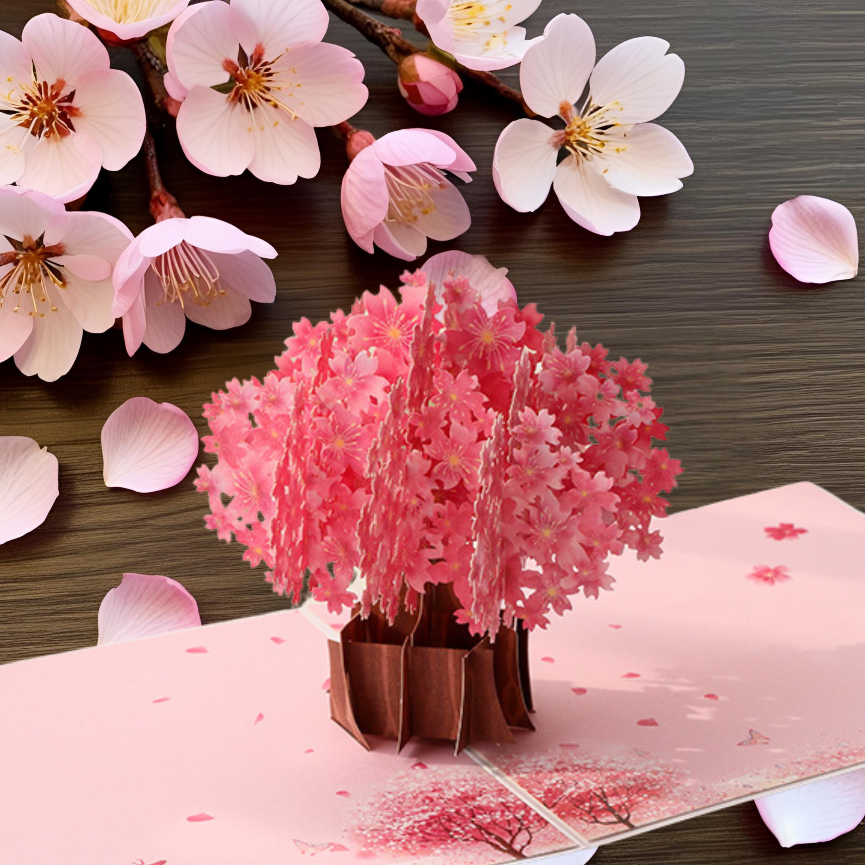 3D Sakura Cherry Blossom Tree Pop-Up Card – Intricate Laser-cut Nuoerp