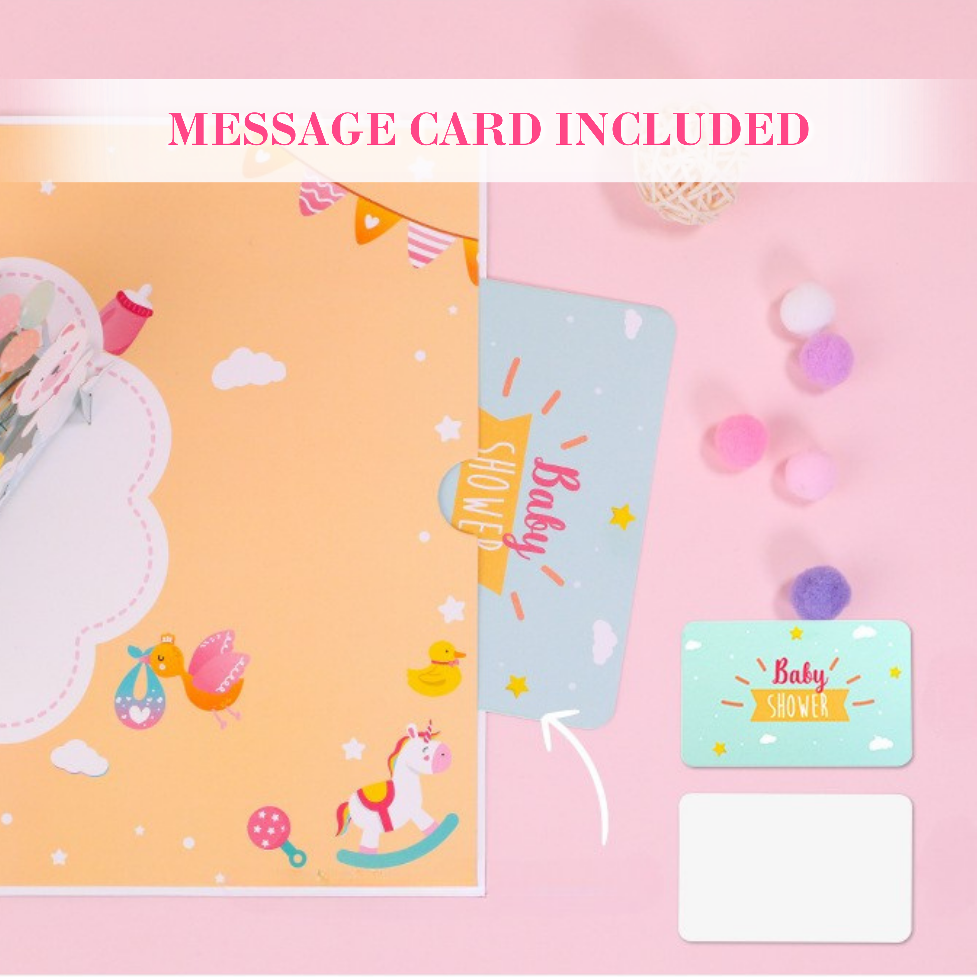 NUOERP INC 3D Pop-Up Baby Shower Card – Intricate Laser-cut ‘Baby Carriage’ Design Nuoerp