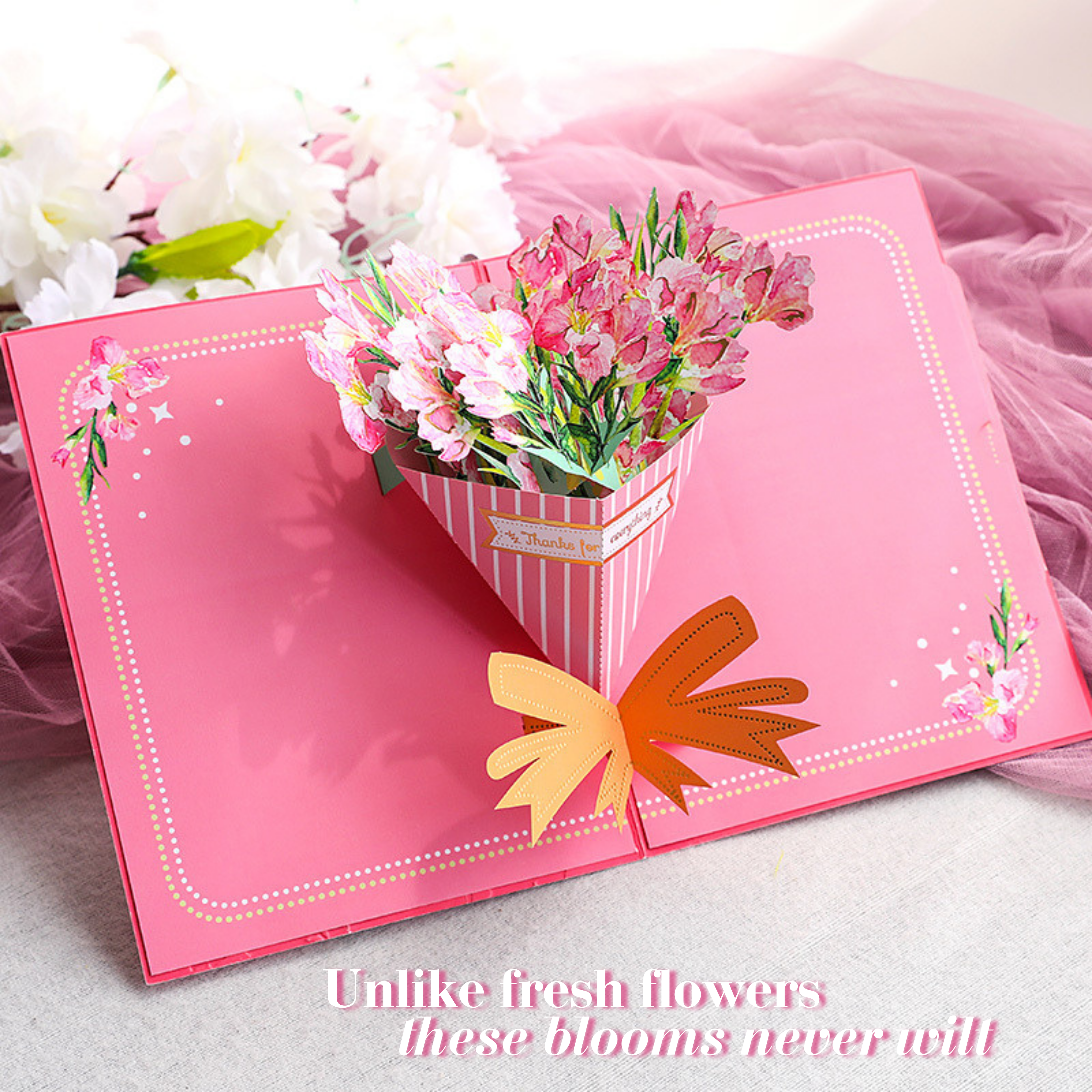 3D Pop-Up Flower Bouquet Card – Intricate Laser-cut Nuoerp