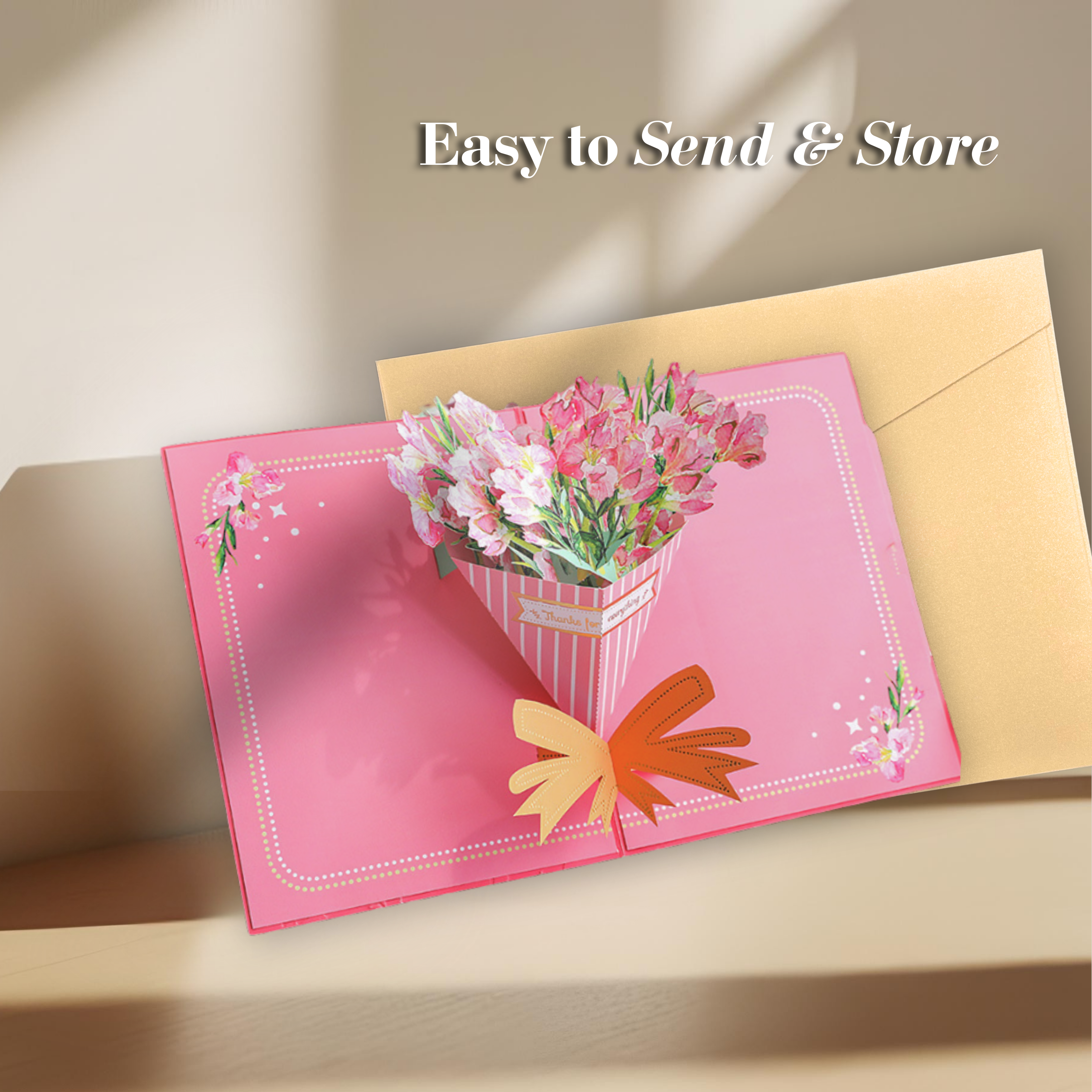 3D Pop-Up Flower Bouquet Card – Intricate Laser-cut Nuoerp