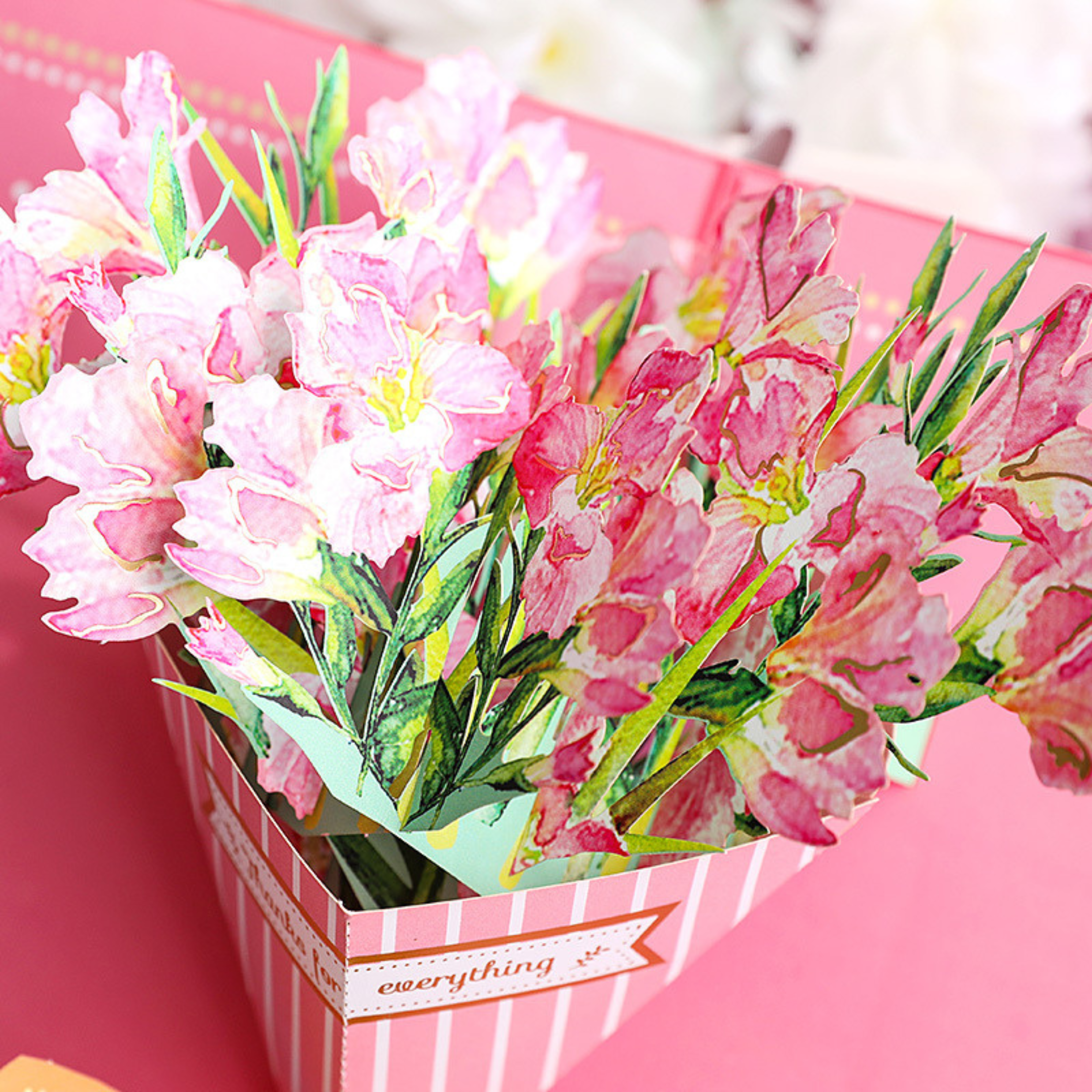 3D Pop-Up Flower Bouquet Card – Intricate Laser-cut Nuoerp